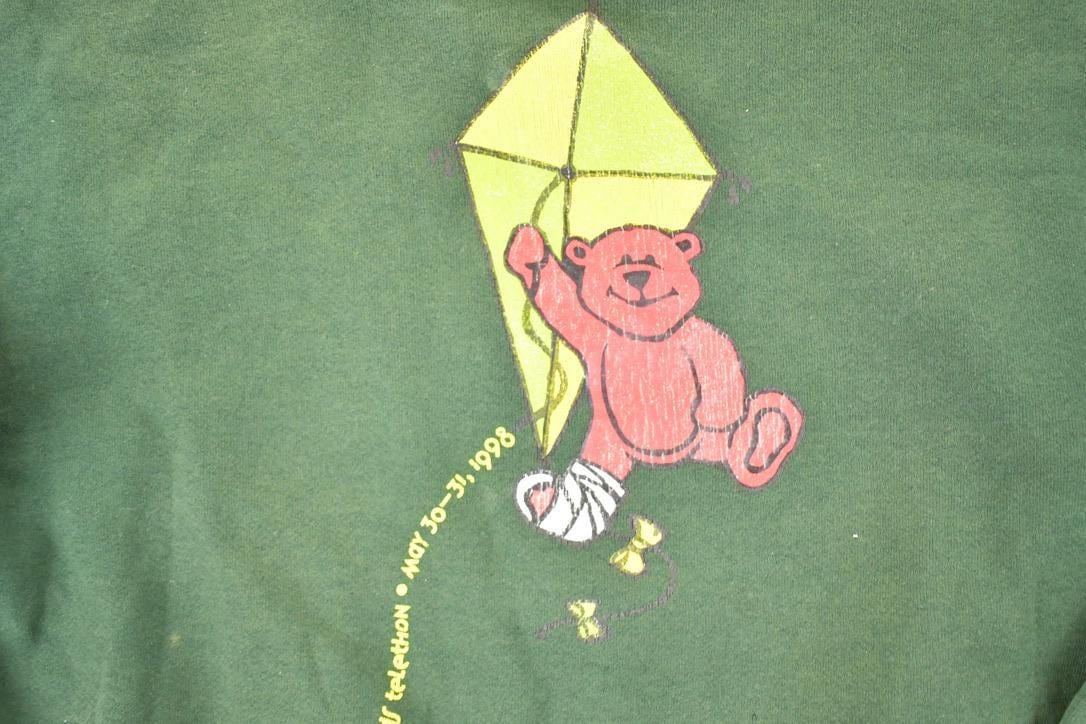Vintage 1998 Sick Kids Cute Teddy Bears Crewneck Sweatshirt Men's L - Image 3