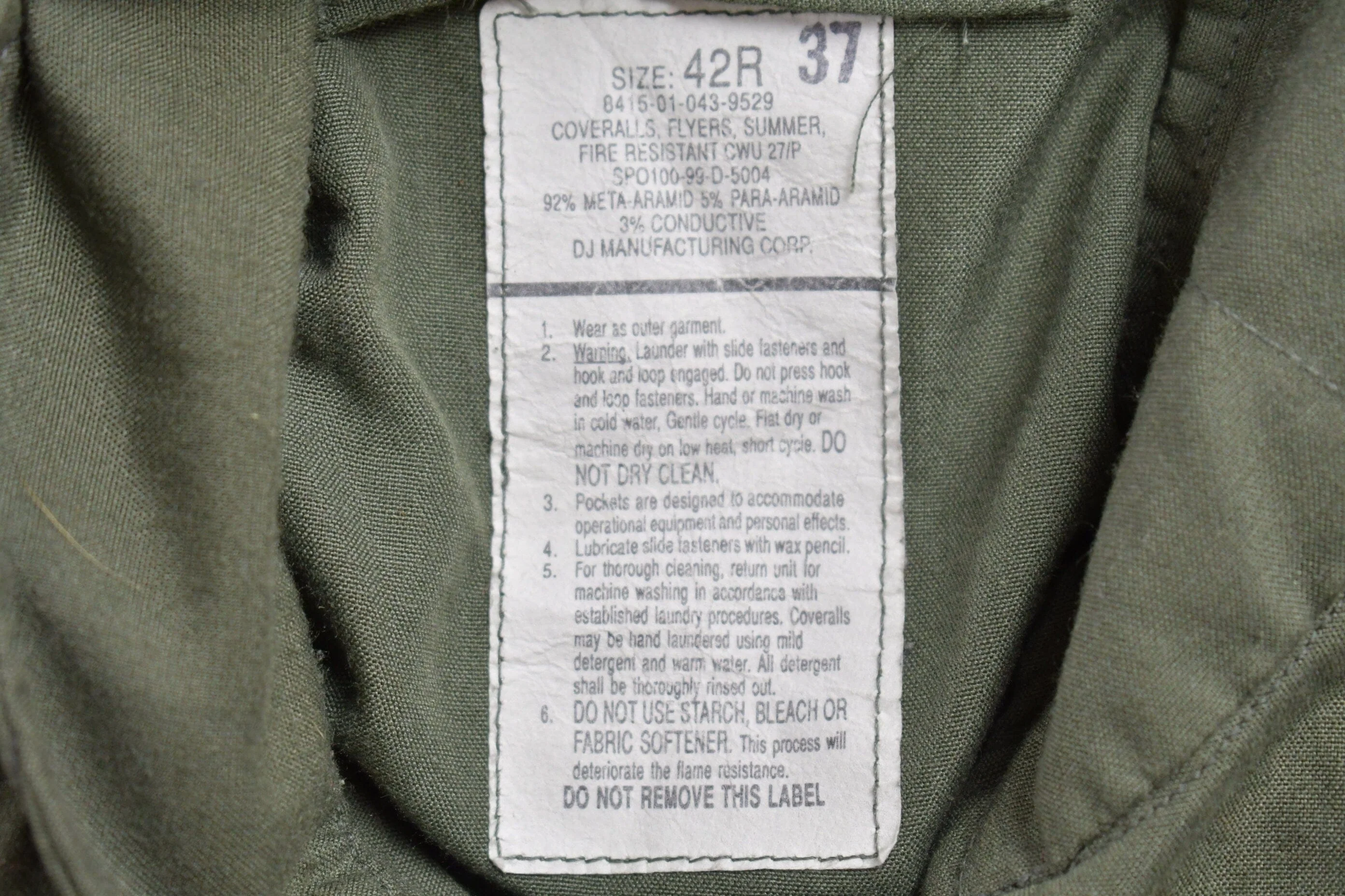 Vintage 1999 Military Flyers Coveralls Jumpsuit Size 42R - Image 5