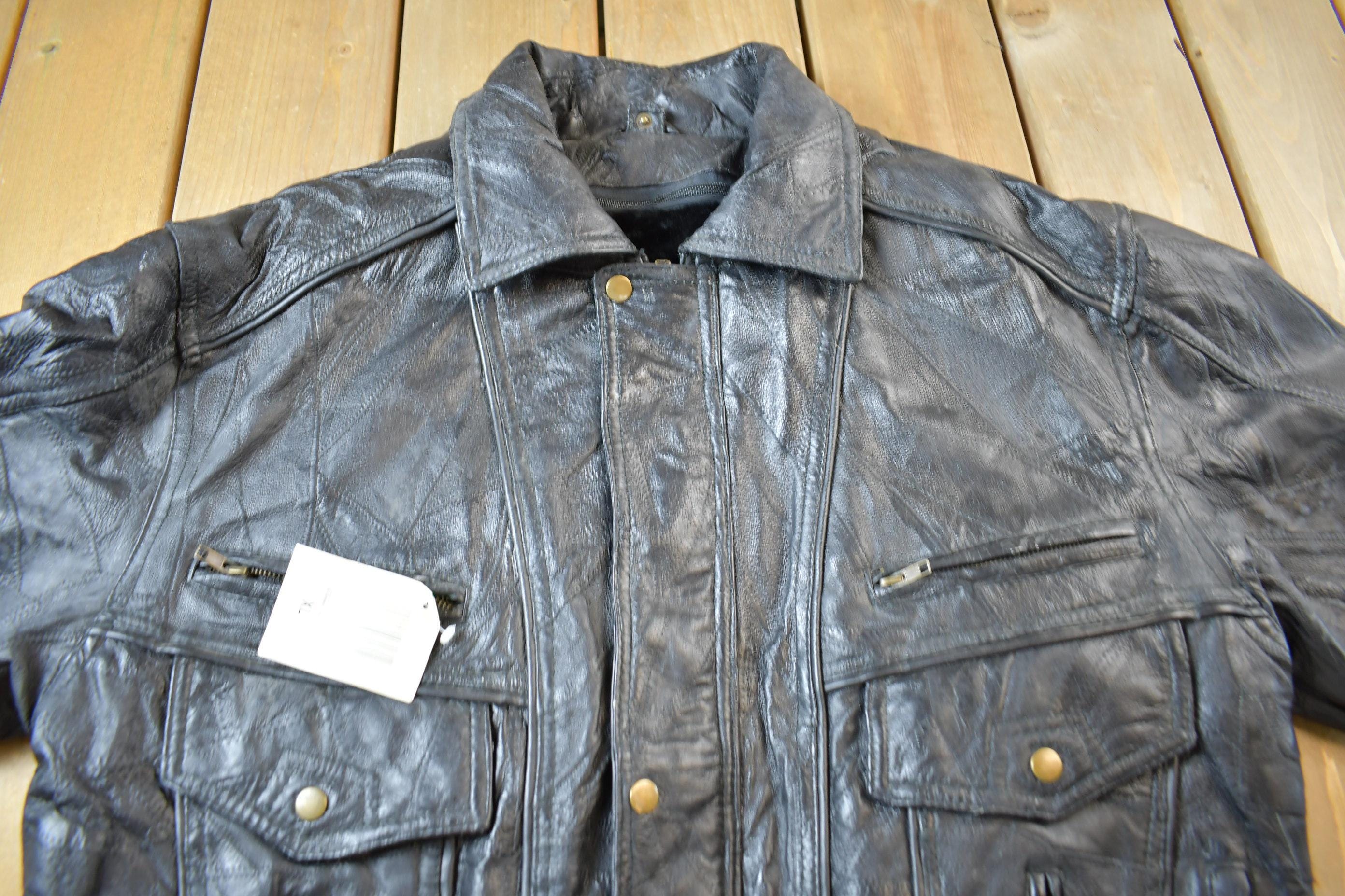 Vintage 2000 Giovanni Navarre Leather Biker Jacket With Lining Men's XL NWT - Image 3