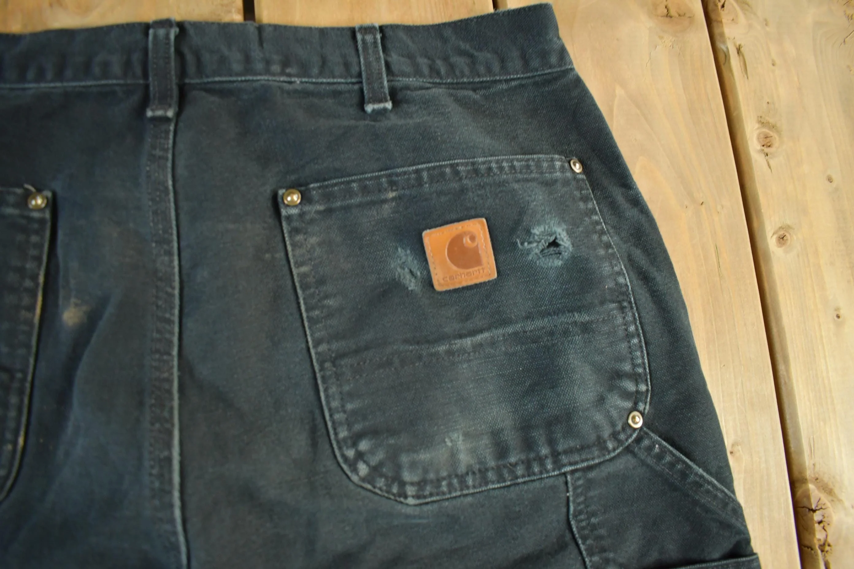 Vintage 2000s Carhartt Distressed Double Knee Denim Work Jeans Men's Medium 33 x 32 - Image 7