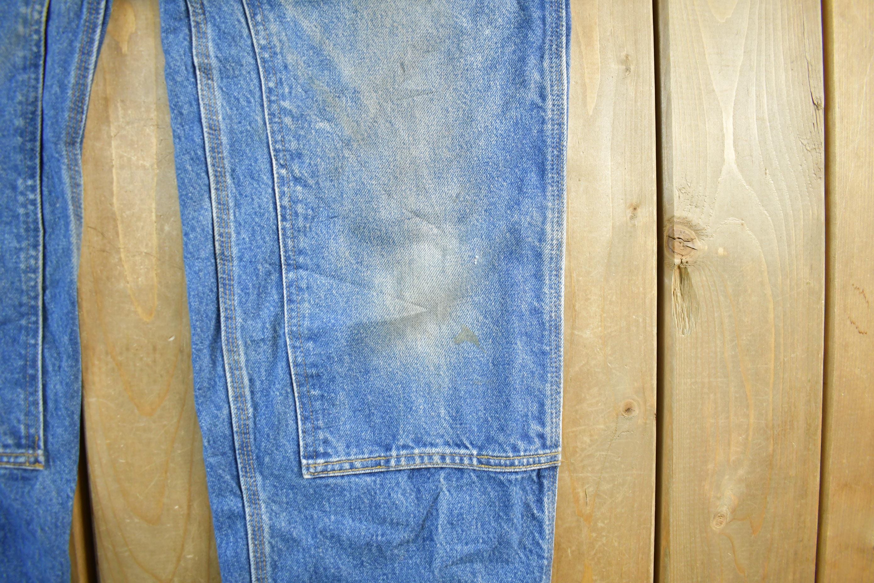 Vintage 2000s Carhartt Distressed Double Knee Denim Work Jeans Men's Medium 33 x 36 - Image 3