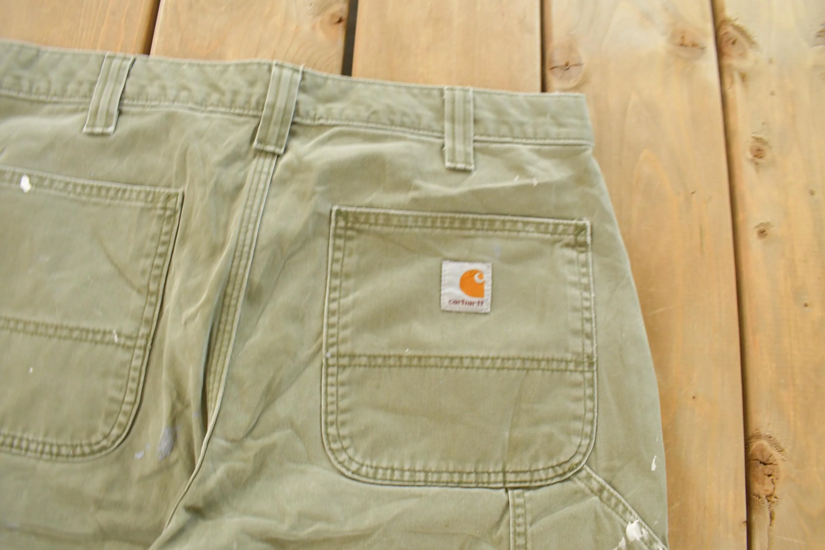 Vintage 2000s Carhartt Distressed Sun Faded Carpenter Pants Men's 33 x 31 - Image 6