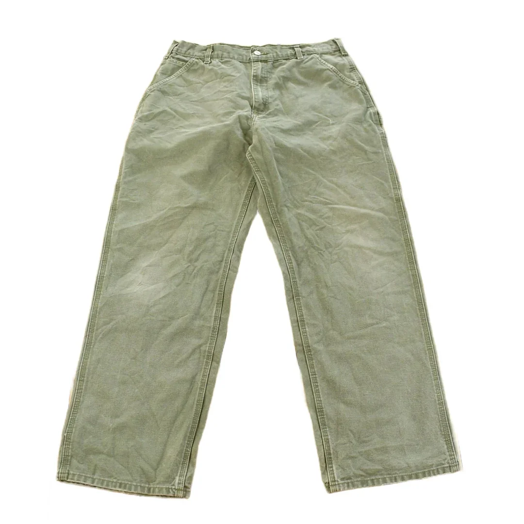 Vintage 2000s Carhartt Distressed Sun Faded Carpenter Pants Men's 34 x 30 - Image 2