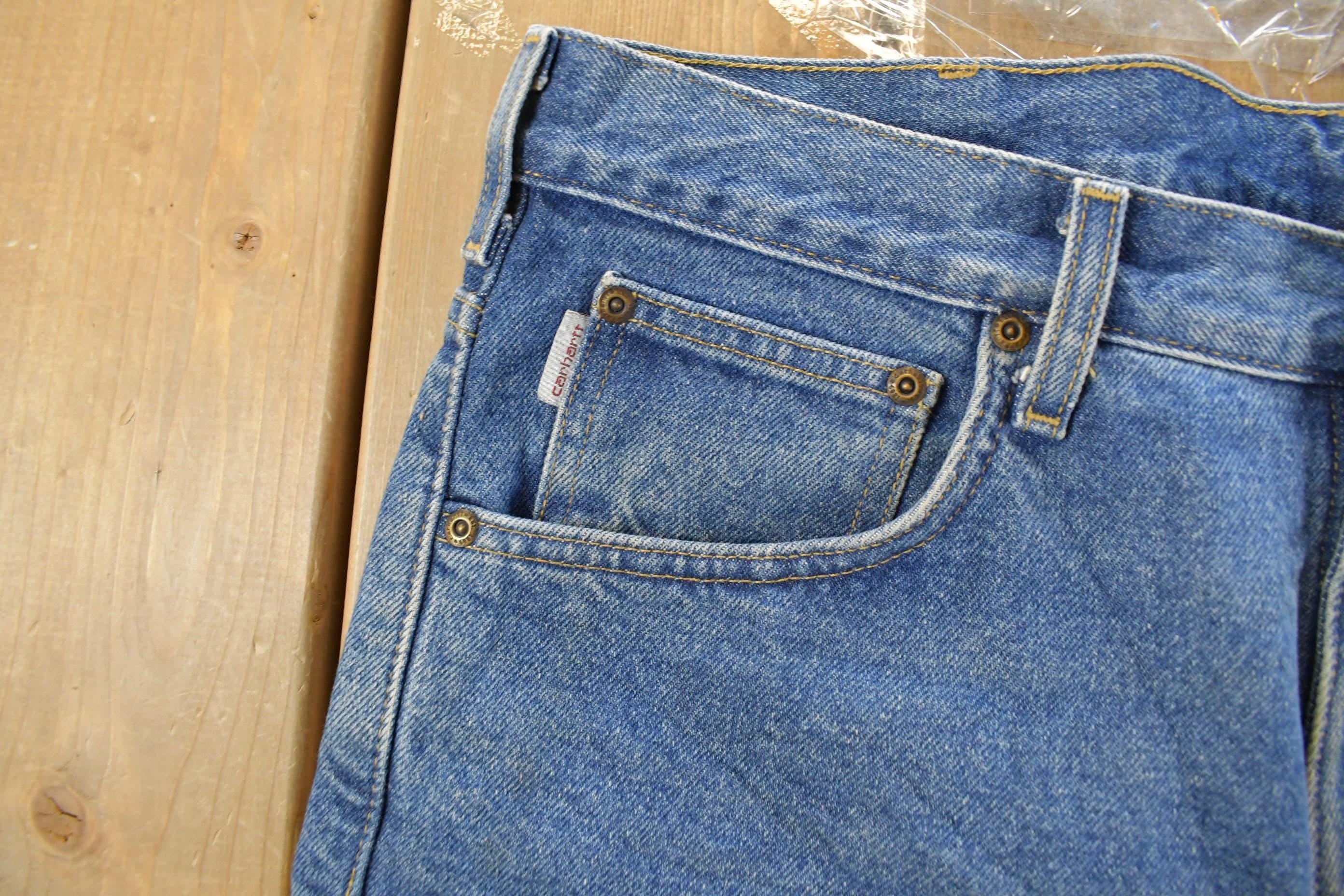Vintage 2000s Carhartt Flannel Lined Denim Jeans Men's 36 x 32 - Image 4