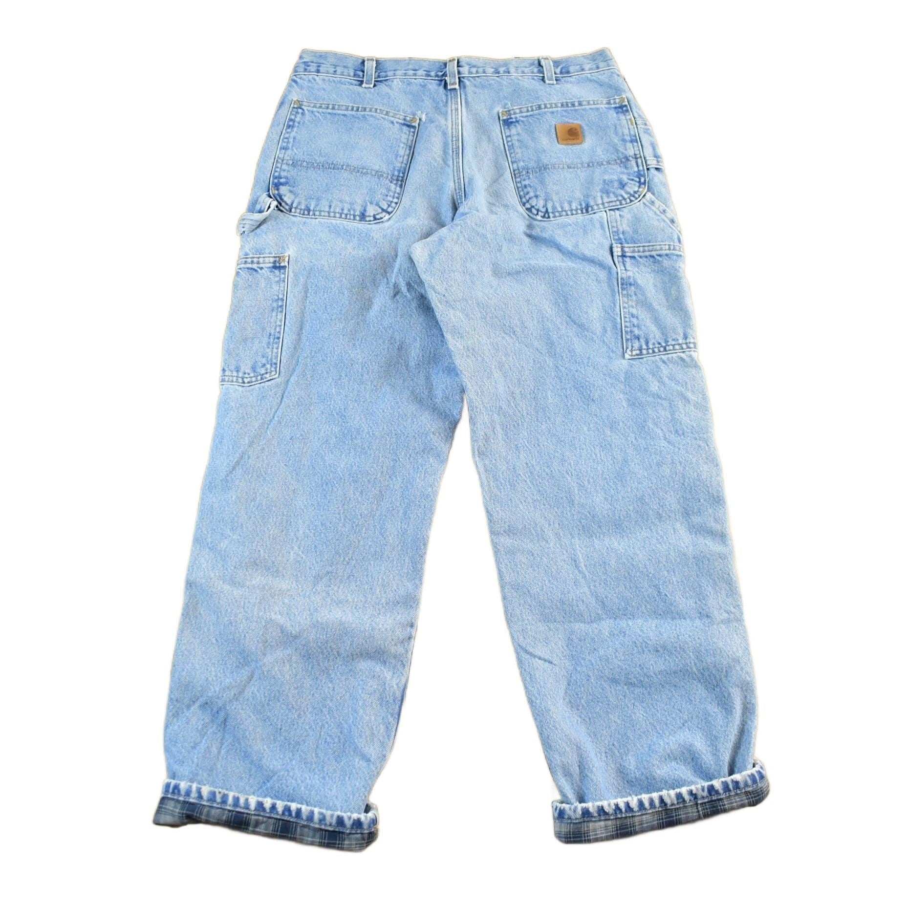 Vintage 2000s Carhartt Flannel Lined Denim Work Jeans Men's 33 x 30