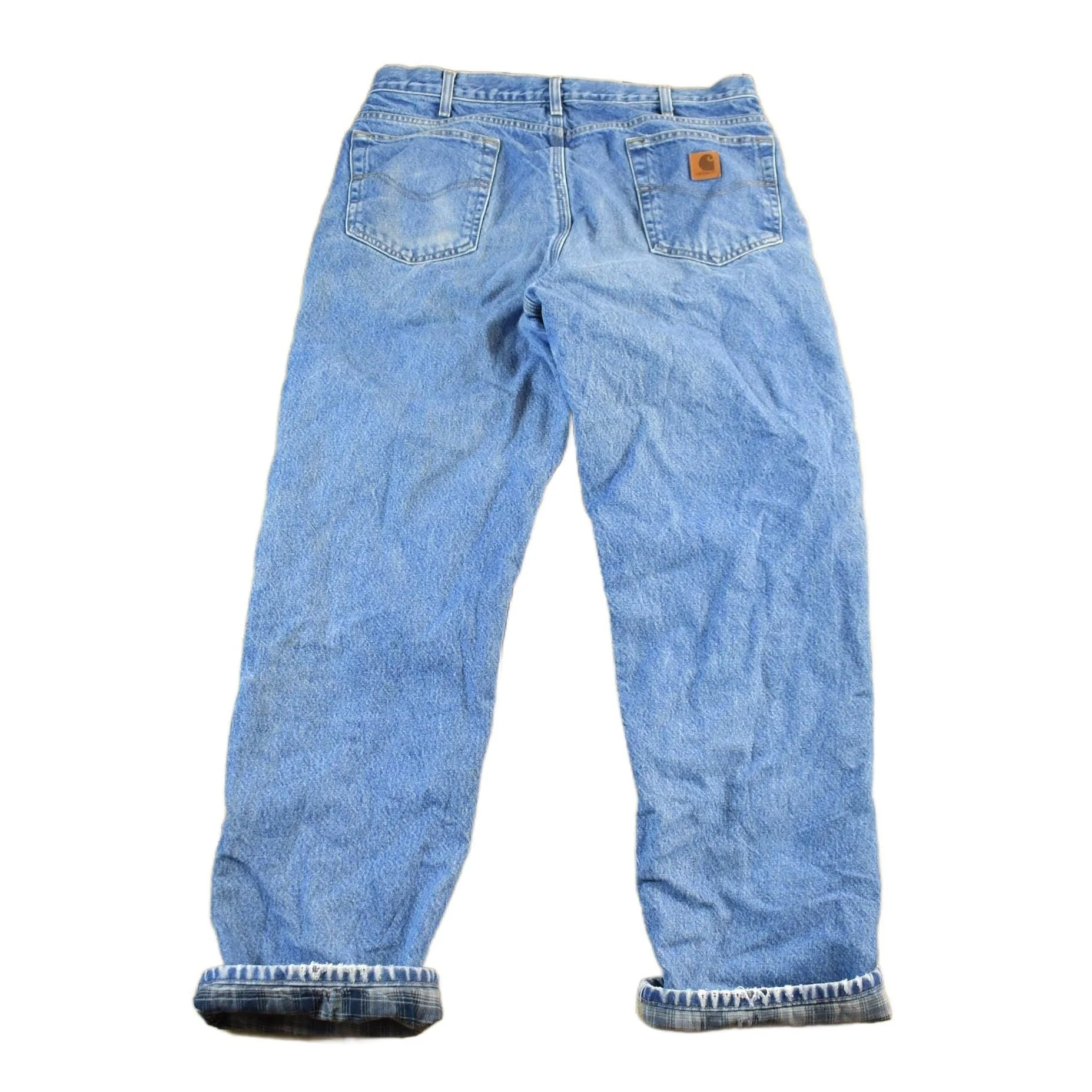 Vintage 2000s Carhartt Flannel Lined Denim Work Jeans Men's 36 x 32 - Image 2