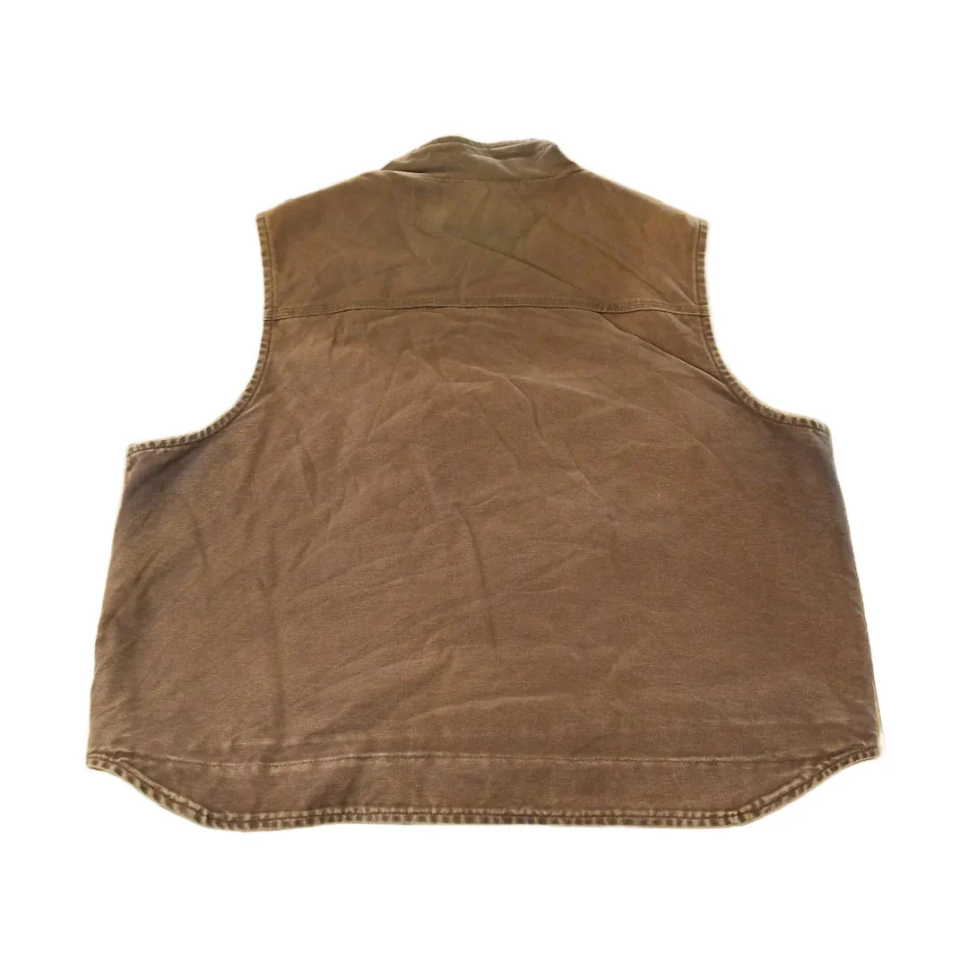 Vintage 2000s Carhartt Sun Faded Distressed Sherpa Lined Jacket Vest Mens 2XL - Image 2