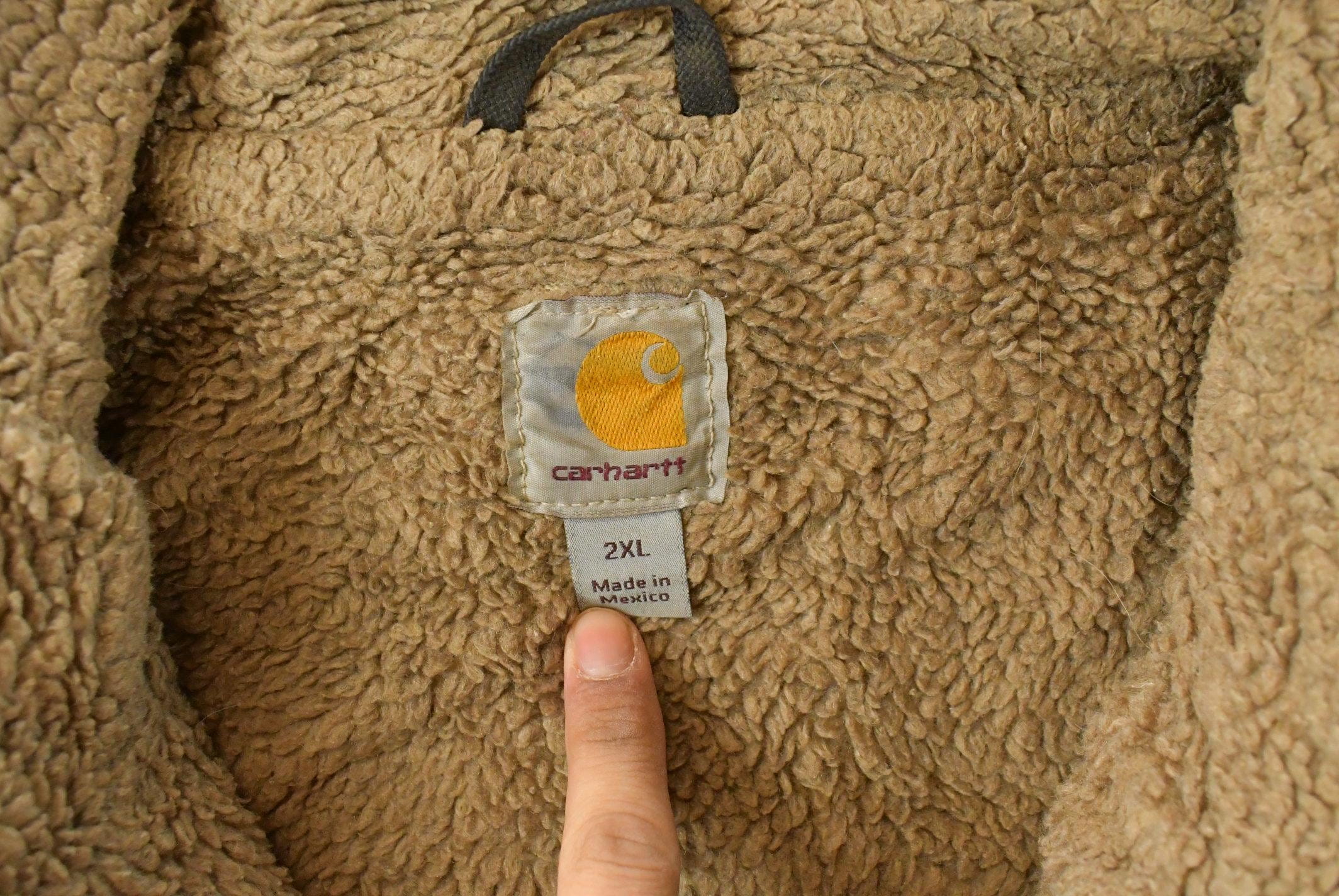 Vintage 2000s Carhartt Sun Faded Distressed Sherpa Lined Jacket Vest Mens 2XL - Image 4