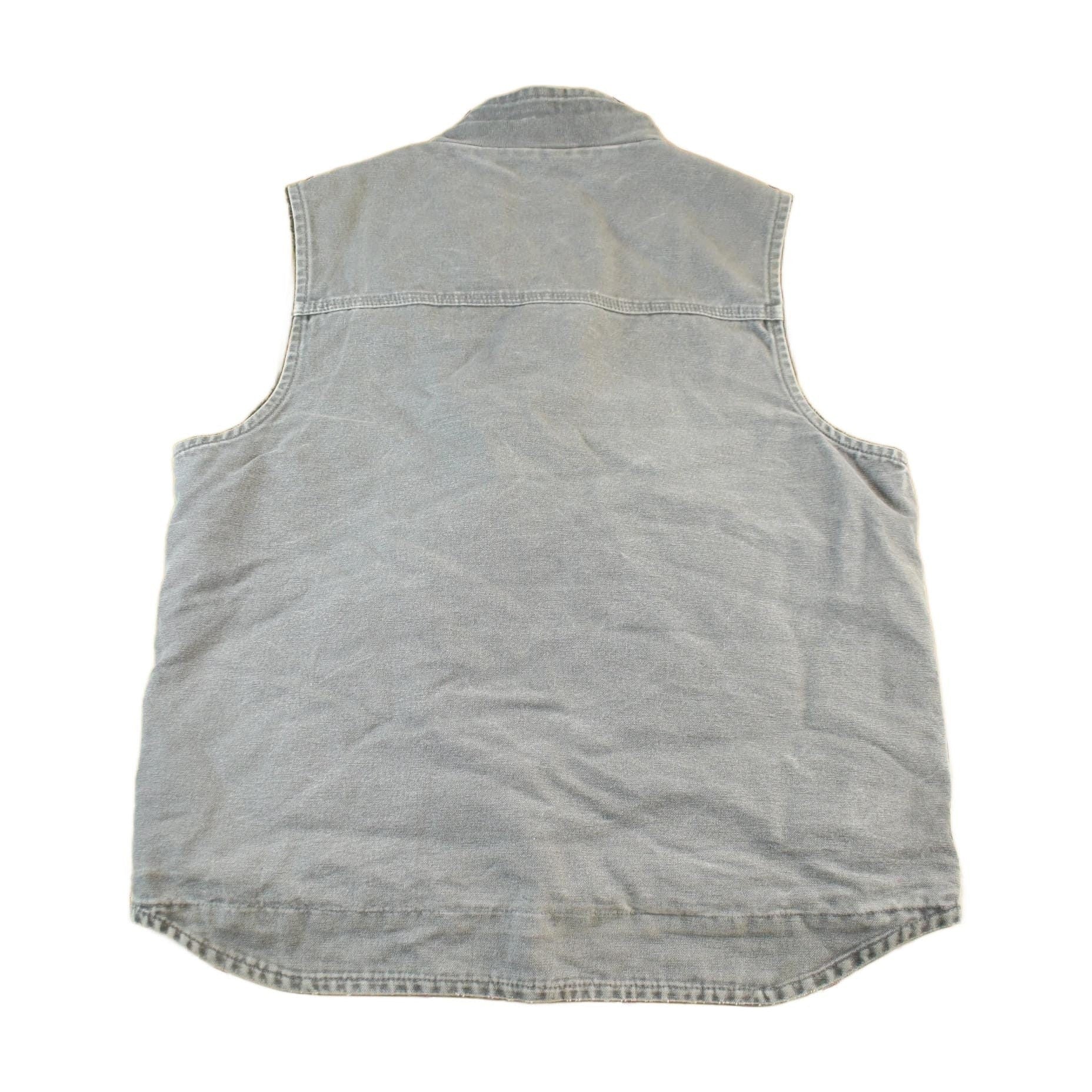 Vintage 2000s Carhartt Sun Faded Distressed Sherpa Lined Jacket Vest Mens Large - Image 2