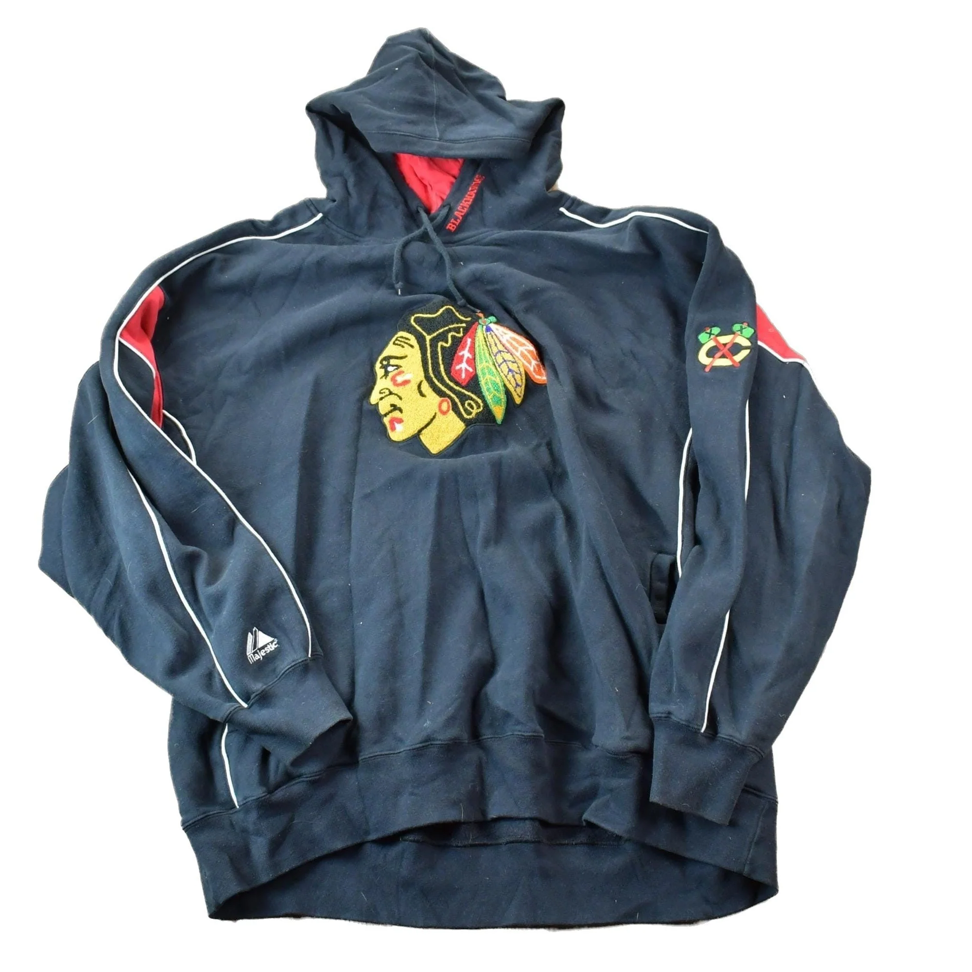 Vintage 2000s Chicago Blackhawks Majestic NHL Hockey Hoodie Sweatshirt Men's 2XL