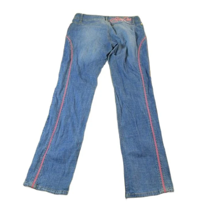 Vintage 2000s Echo Red Pink Embroidered Low Waisted Women's Denim Jeans Women's 28 x 32