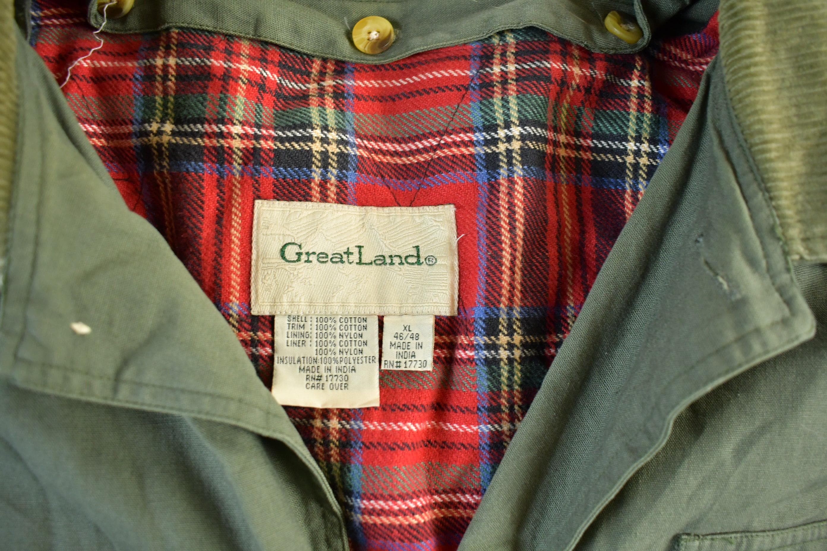 Vintage 2000s Greatland Flannel Lined Barn Chore Coat Men's XL - Image 4