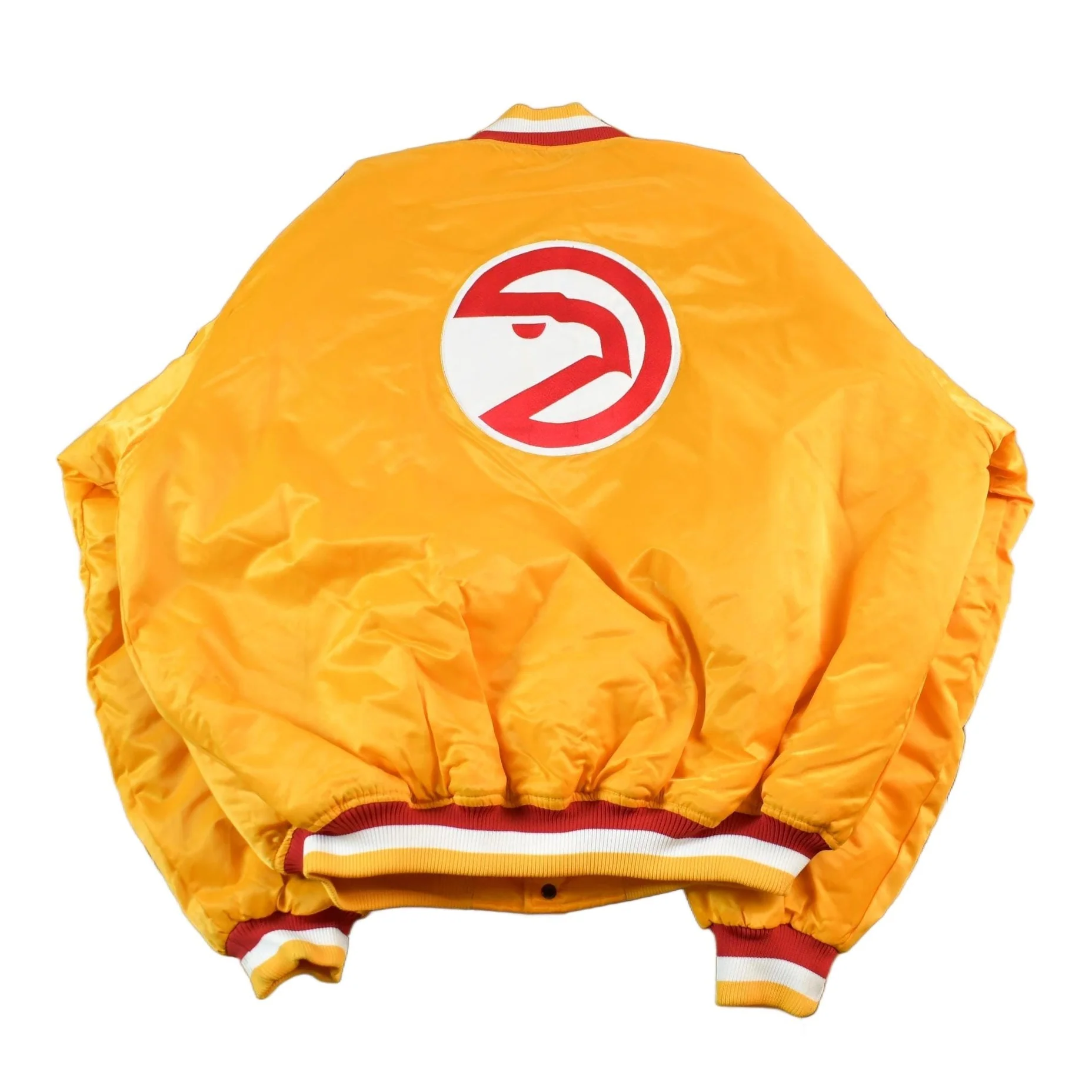 Vintage 2000s Hardwood Classics Atlanta Hawks NBA Basketball Embroidered Snap Button Satin Bomber Jacket Mens 3XL Men's 2XL - Image 2