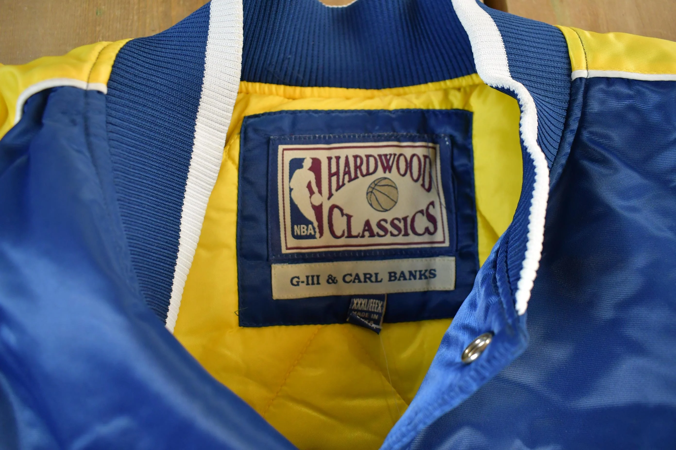 Vintage 2000s Hardwood Classics Indiana Pacers NBA Basketball Embroidered Snap Button Satin Bomber Jacket Mens 3XL - Image 4