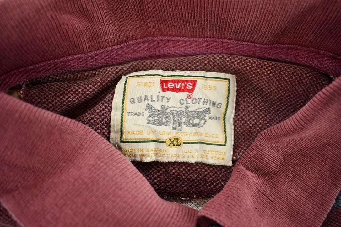 Vintage 2000s Horizontal Striped Levi's Jeanswear Polo Shirt Men's XL - Image 5