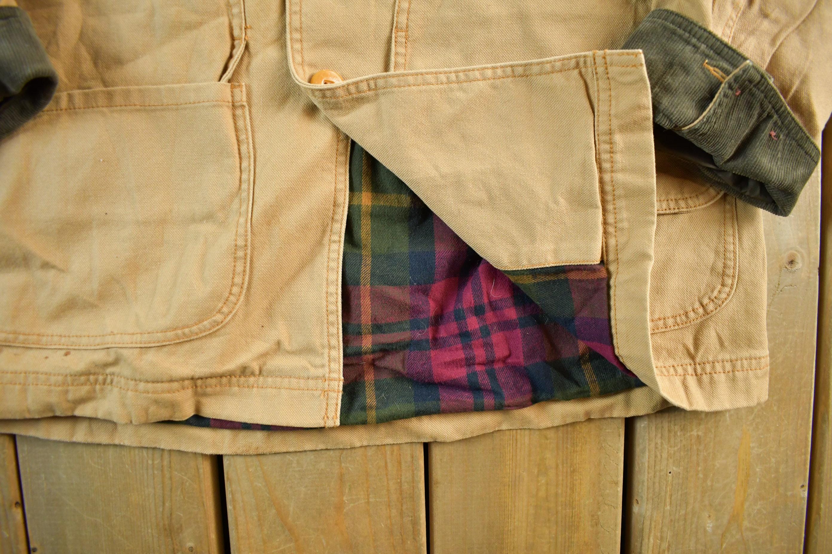 Vintage 2000s L.L. Bean Flannel Lined Barn Chore Coat Men's Large - Image 4