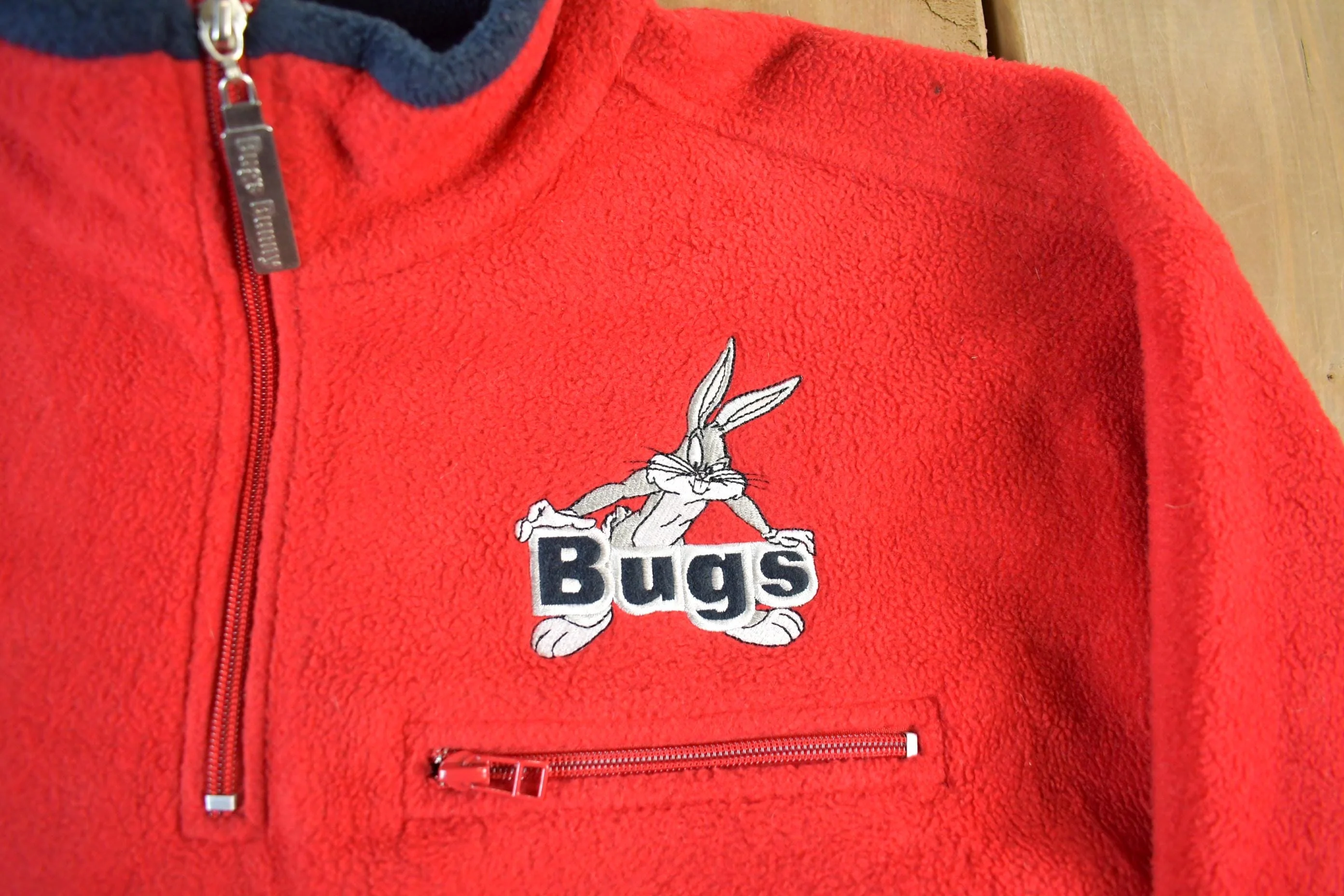 Vintage 2000s Looney Tunes Embroidered Quarter Zip Fleece Sweatshirt Men's Medium - Image 4