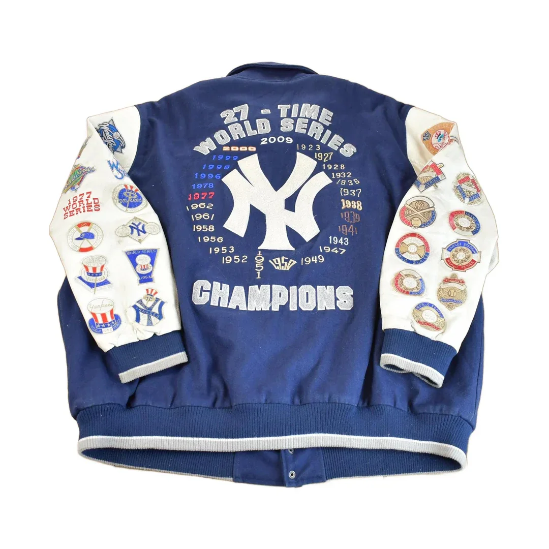 Vintage 2000s MLB New York Yankees 27 Time World Series Champion Embroidered Letterman - Image 2