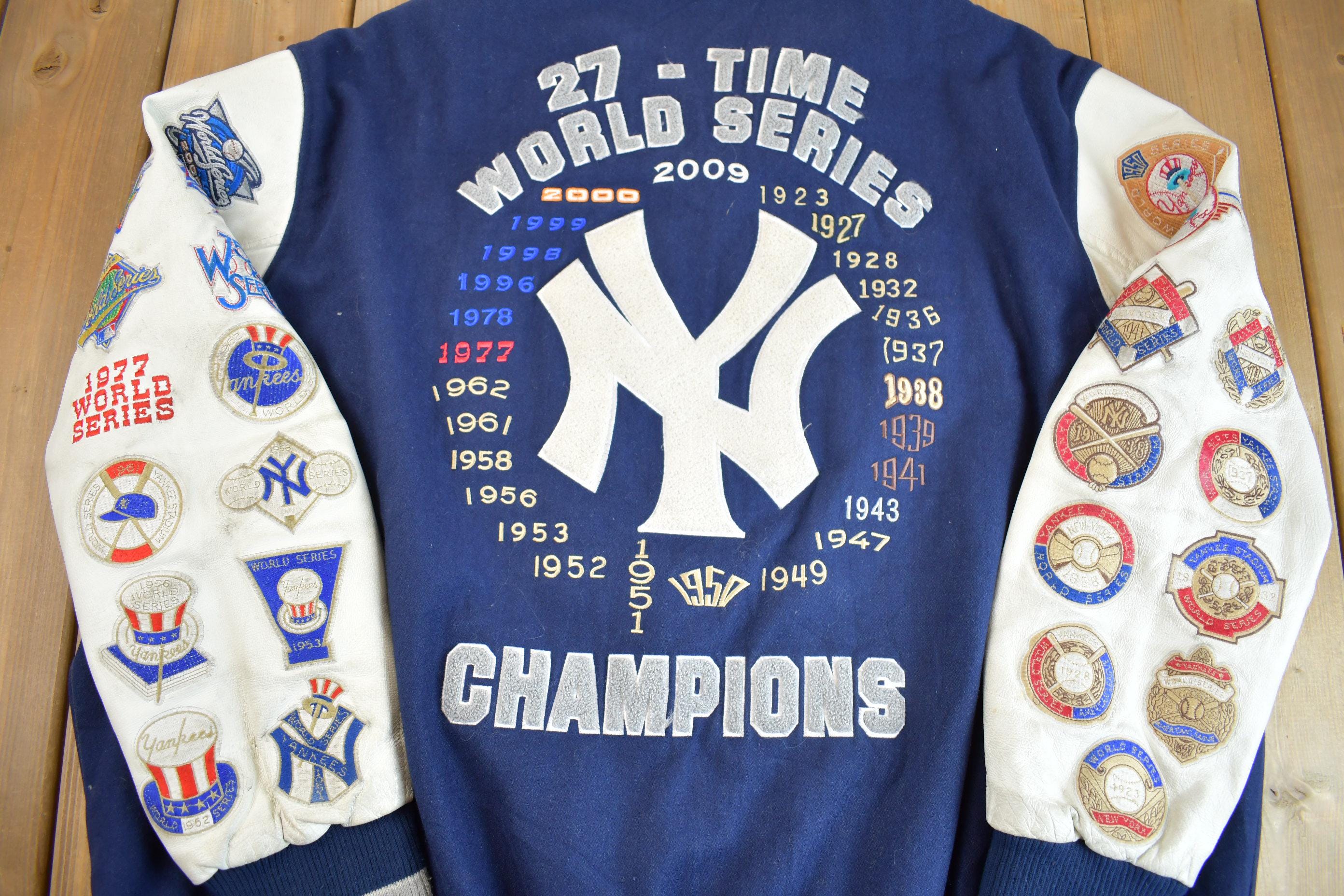 Vintage 2000s MLB New York Yankees 27 Time World Series Champion Embroidered Letterman - Image 4