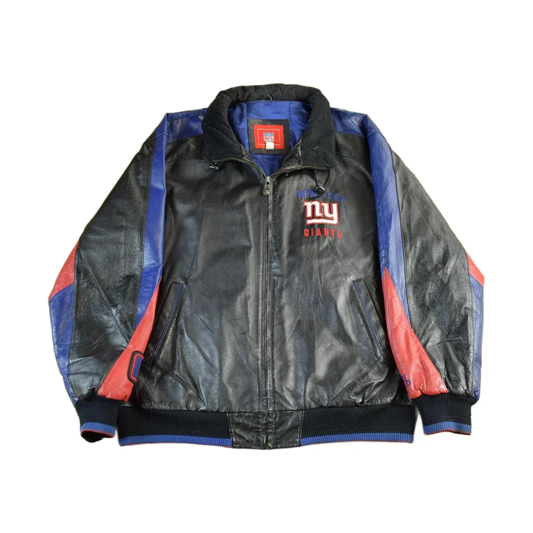 Vintage 2000s New York Giants NFL Leather Varsity Jacket Men's Large