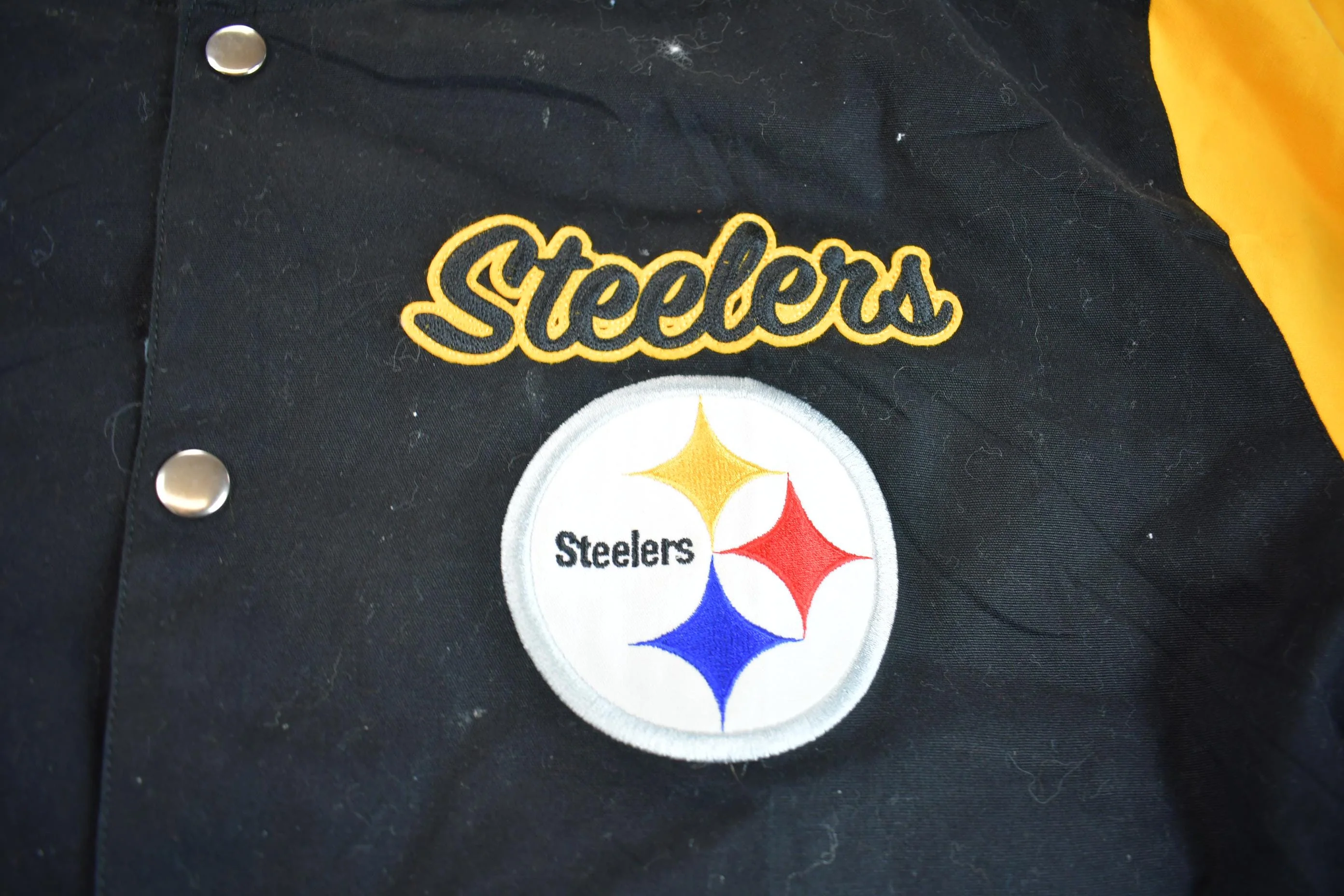 Vintage 2000s NFL Pittsburgh Steelers 6x Super Bowl Champion Embroidered Varsity Jacket Made In USA - Image 3