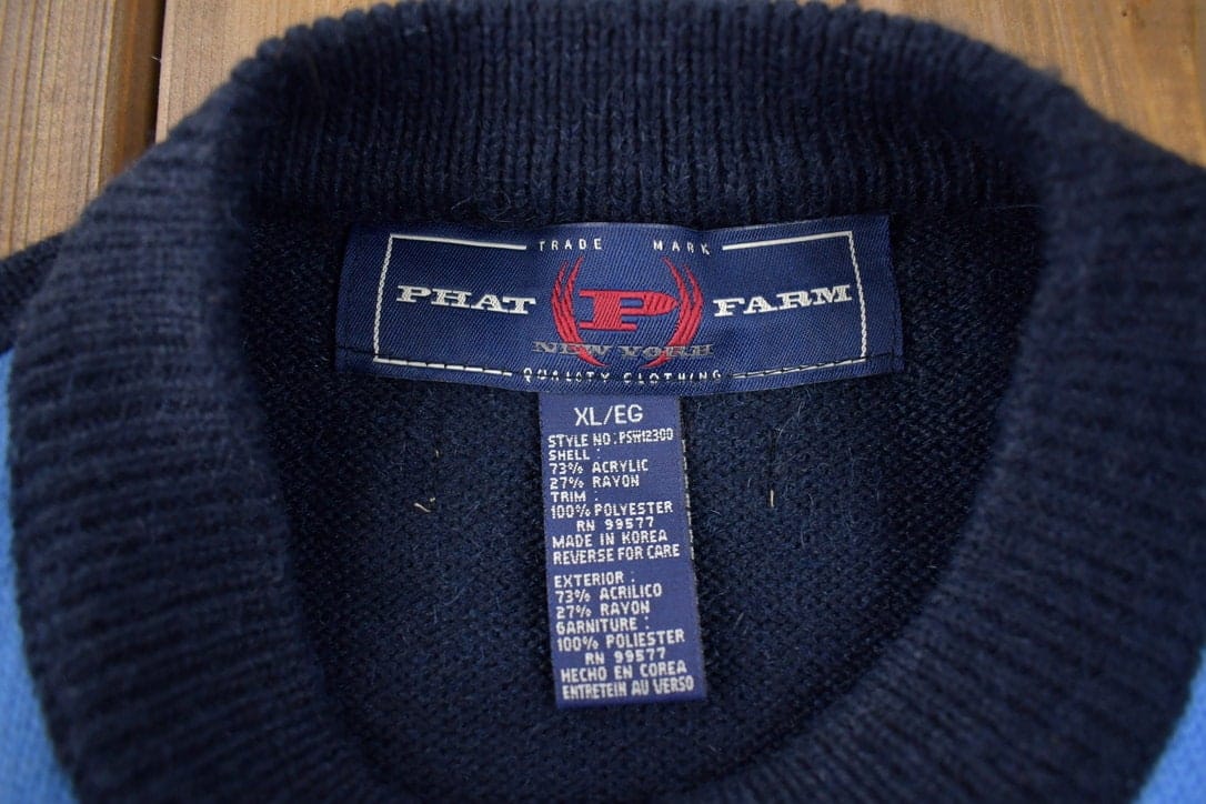 Vintage 2000s Phat Farm Embroidered Knit Crewneck Sweater Men's XL - Image 7