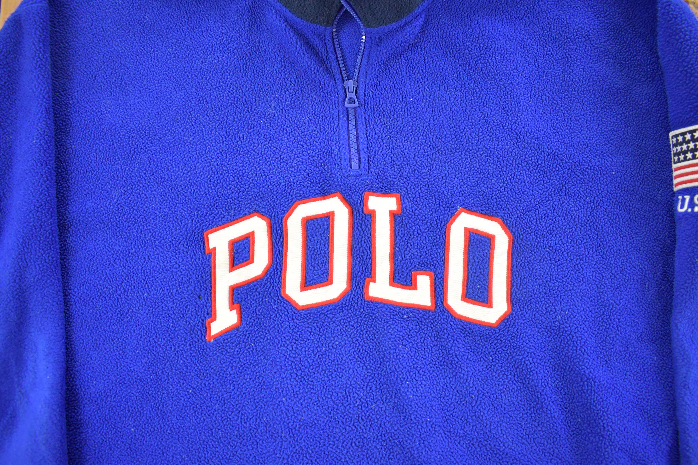 Vintage 2000s Polo Ralph Lauren Embroidered Fleece Sweater Men's 6XL - Image 3