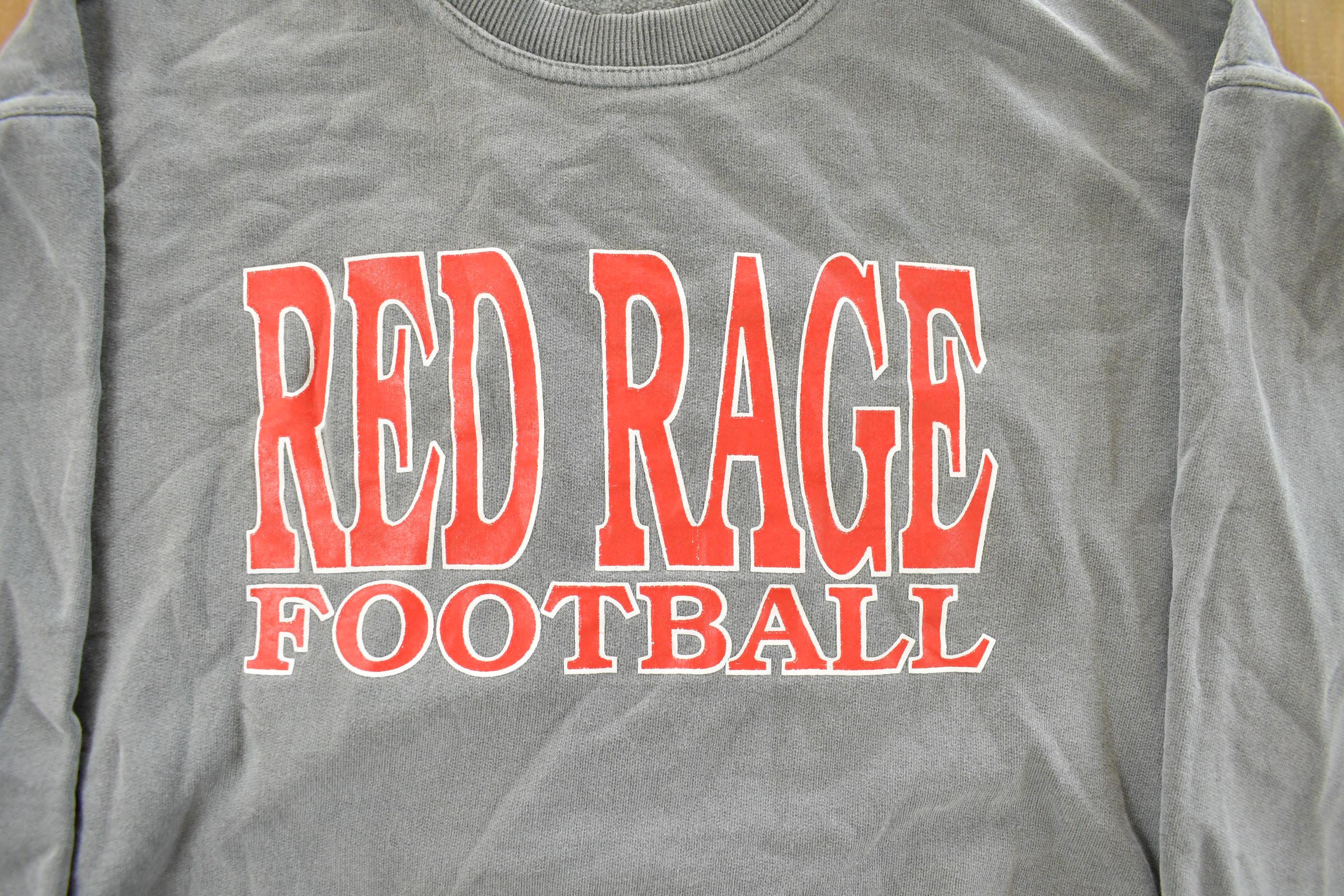 Vintage 2000s Red Rage Football Collegiate Crewneck Sweatshirt Men's Small - Image 3