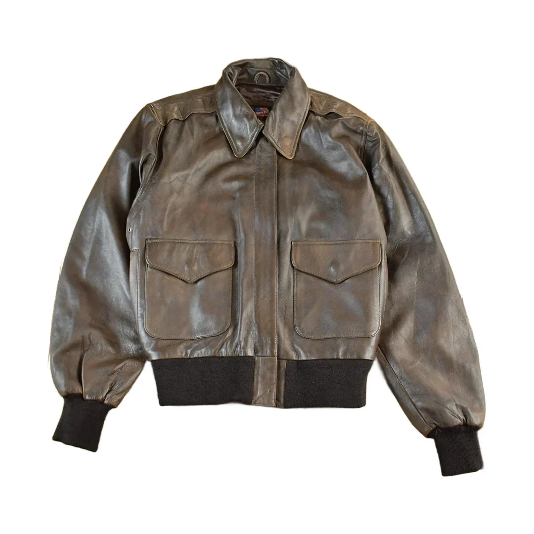 Vintage 2000s US Wings A.C. Contract Leather Flight Jacket Men's Small
