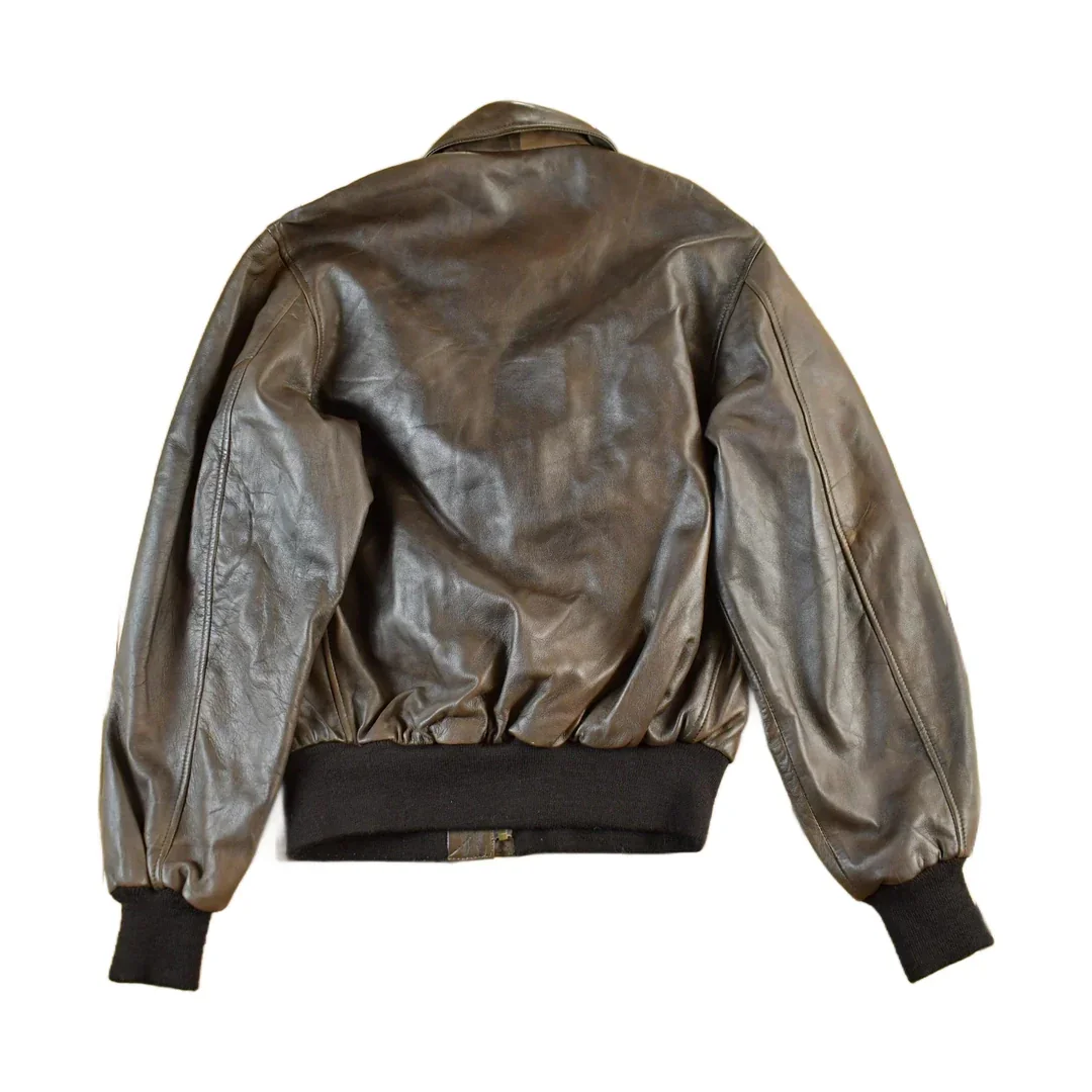 Vintage 2000s US Wings A.C. Contract Leather Flight Jacket Men's Small - Image 2
