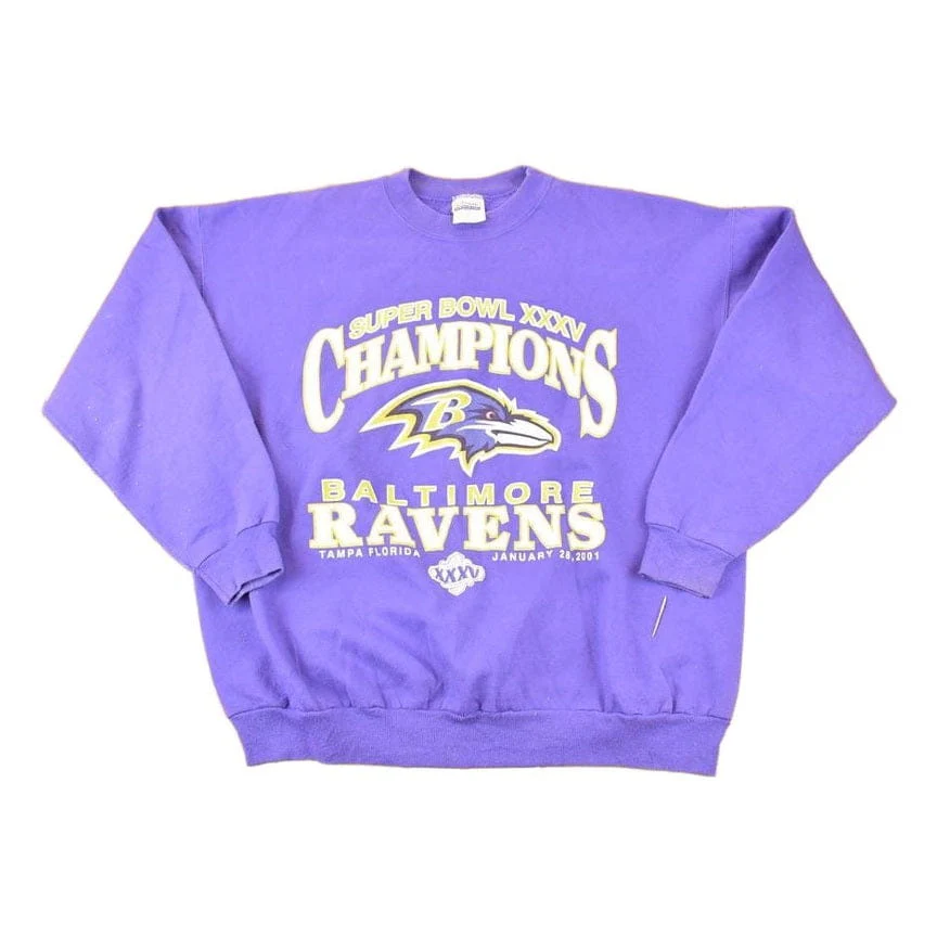 Vintage 2001 Baltimore Ravens Superbowl Champions NFL Crewneck Sweatshirt Mens XL