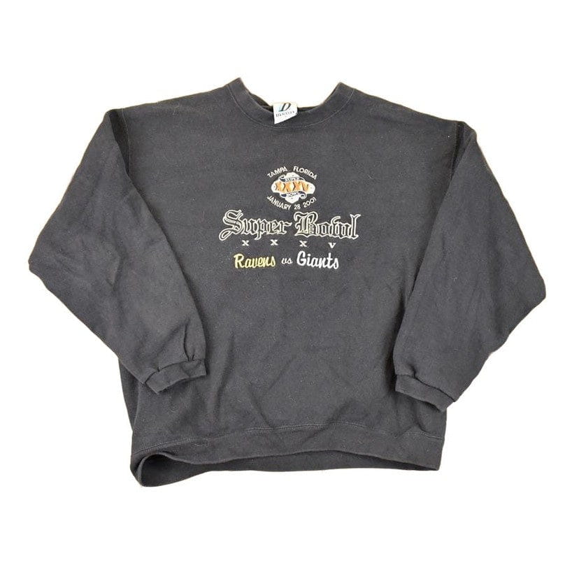 Vintage 2001 Ravens Vs Giants Super Bowl Tampa Embroidered NFL Crewneck Sweatshirt Mens L