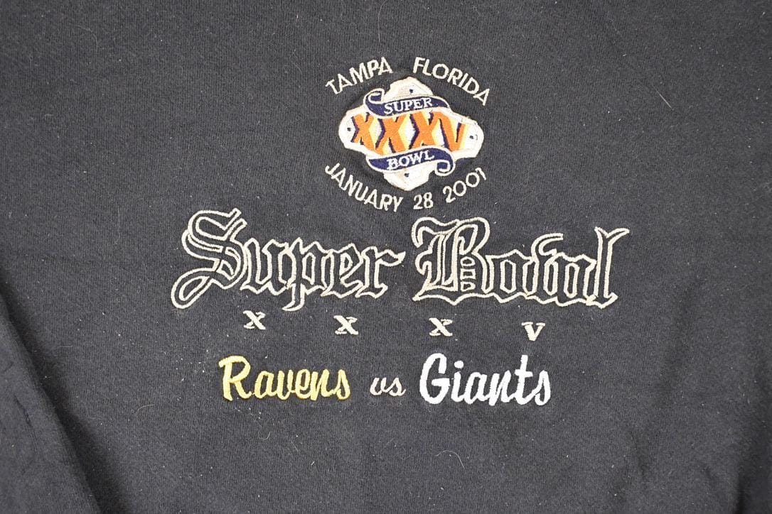 Vintage 2001 Ravens Vs Giants Super Bowl Tampa Embroidered NFL Crewneck Sweatshirt Mens L - Image 3