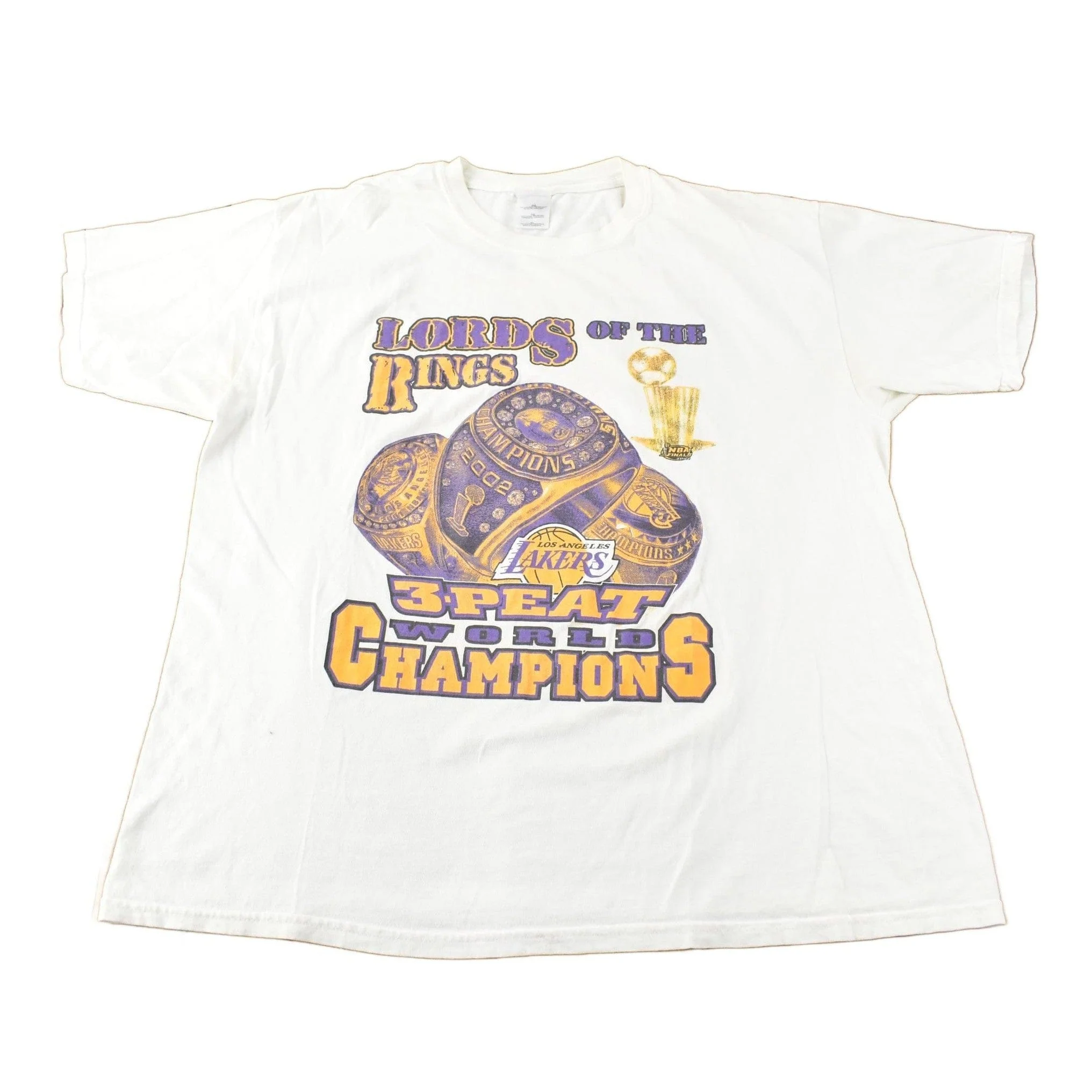 Vintage 2002 Los Angeles Lakers NBA 3 Peat Champs Graphic T-Shirt Men's XL