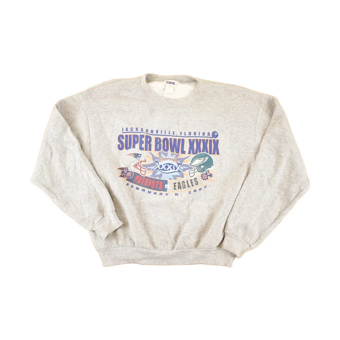 Vintage 2005 Patriots Vs Eagles Super Bowl Football Crewneck Sweatshirt Men's L