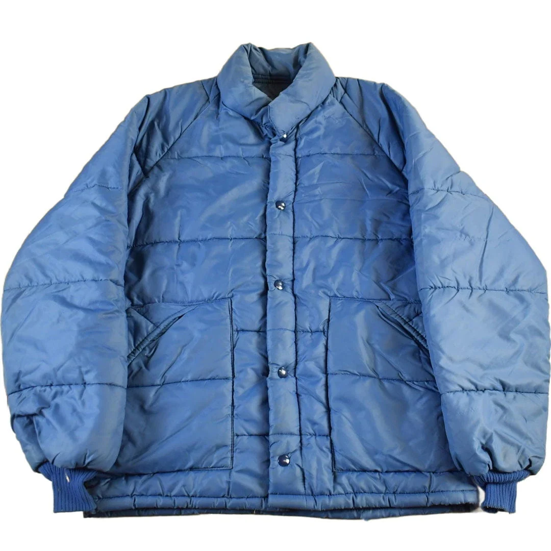 Vintage 80s Blue Nylon Puffer Jacket - Men's Medium