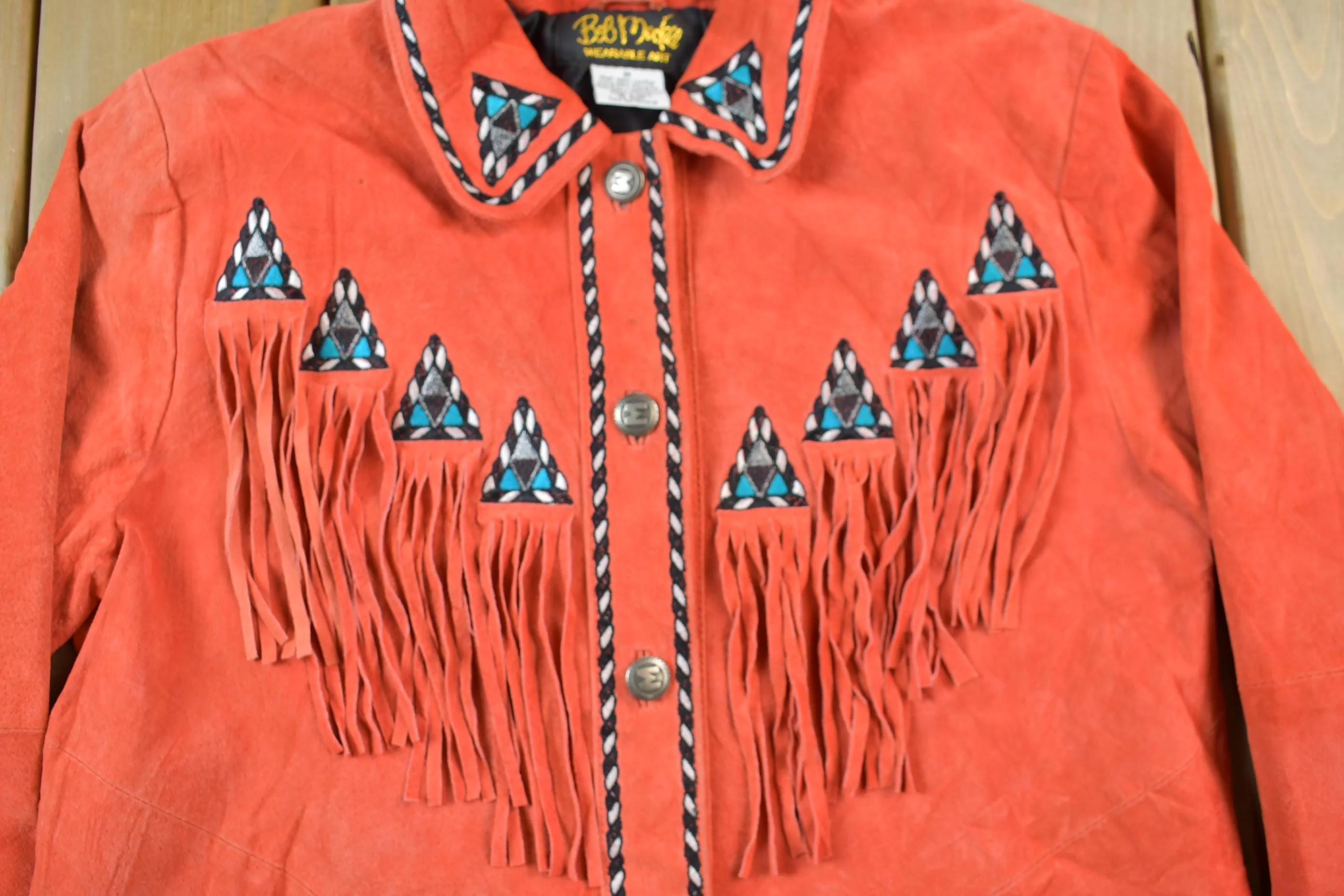 Vintage 80's Bob Mackie Western Button Up Suede Shirt - Image 5