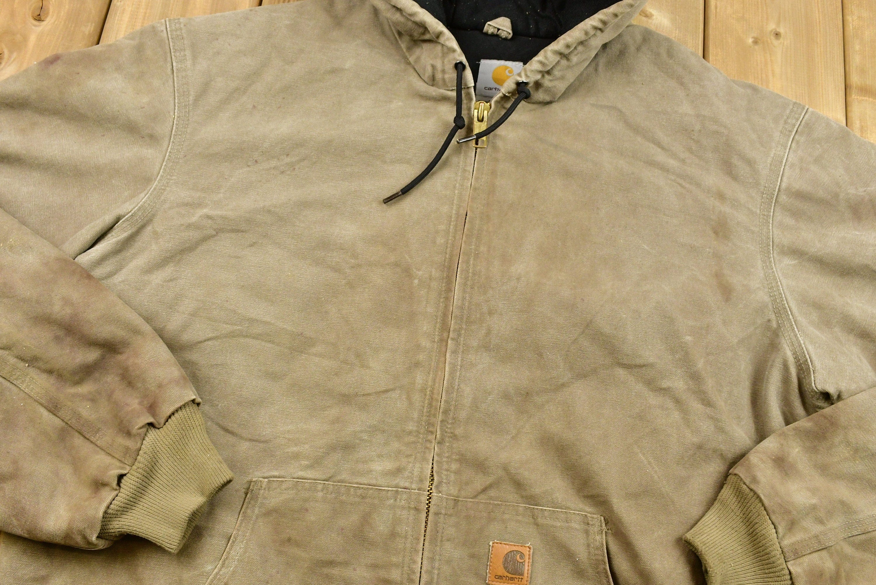 Vintage 80's Carhartt Hooded Work Jacket Men's XL Tall - Image 4