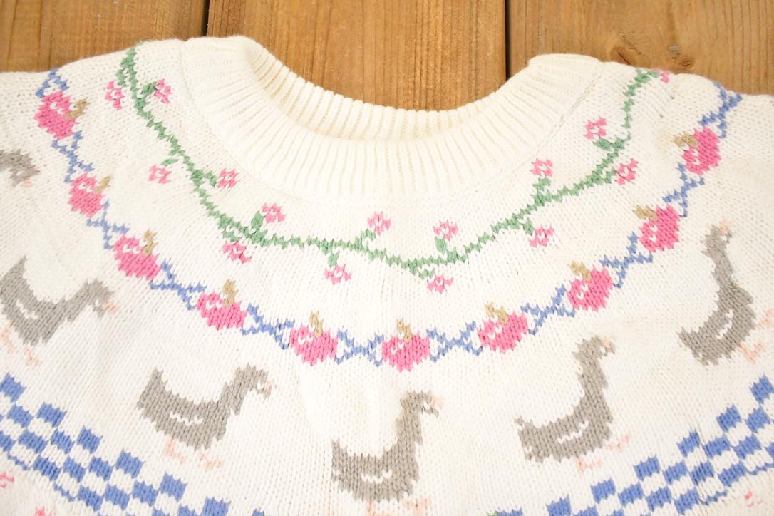 Vintage 90s Eddie Bauer Knit Sweater: Duck Pattern, Women's M - Image 3