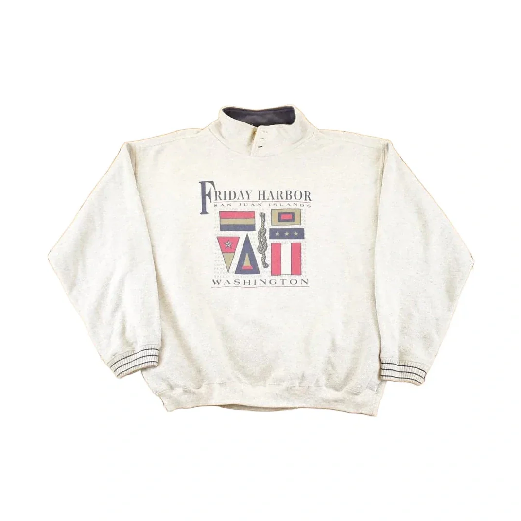 Vintage 90s Friday Harbor Quarter Zip Sweatshirt, Men's XL