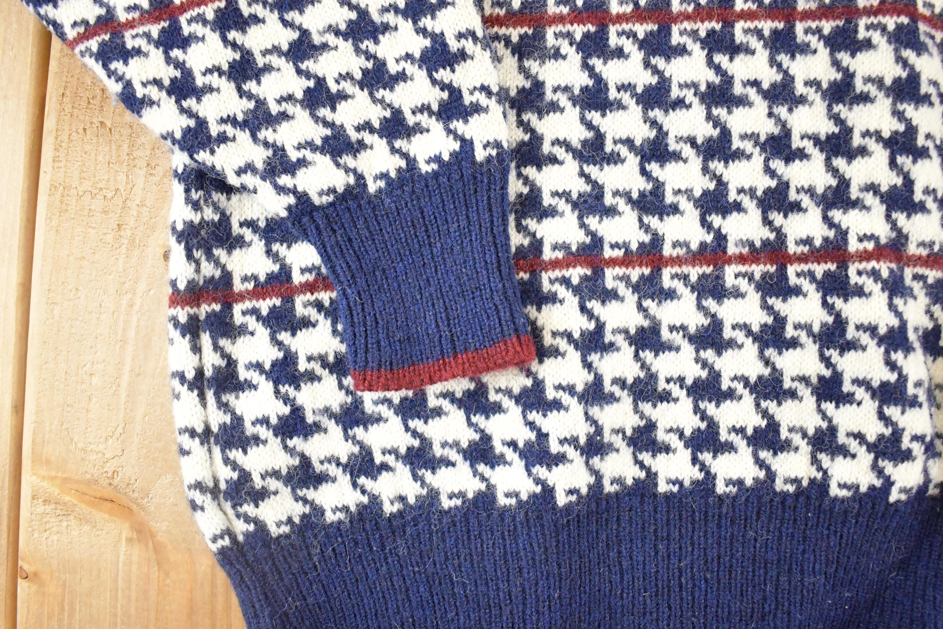 Vintage 90s Jantzen Knit Sweater XL - Abstract Houndstooth Pullover - Image 3