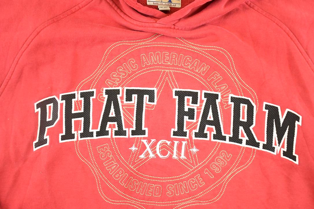 Vintage 90s Phat Farm Hoodie XXL - Embroidered New York Rap Sweatshirt - Image 3