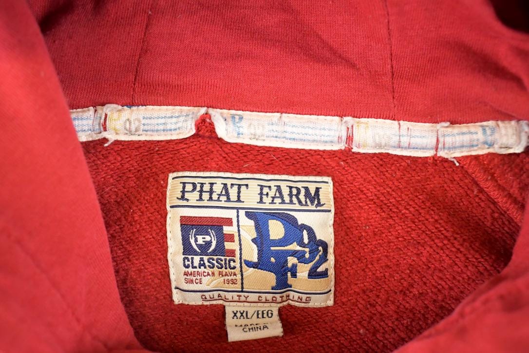 Vintage 90s Phat Farm Hoodie XXL - Embroidered New York Rap Sweatshirt - Image 6