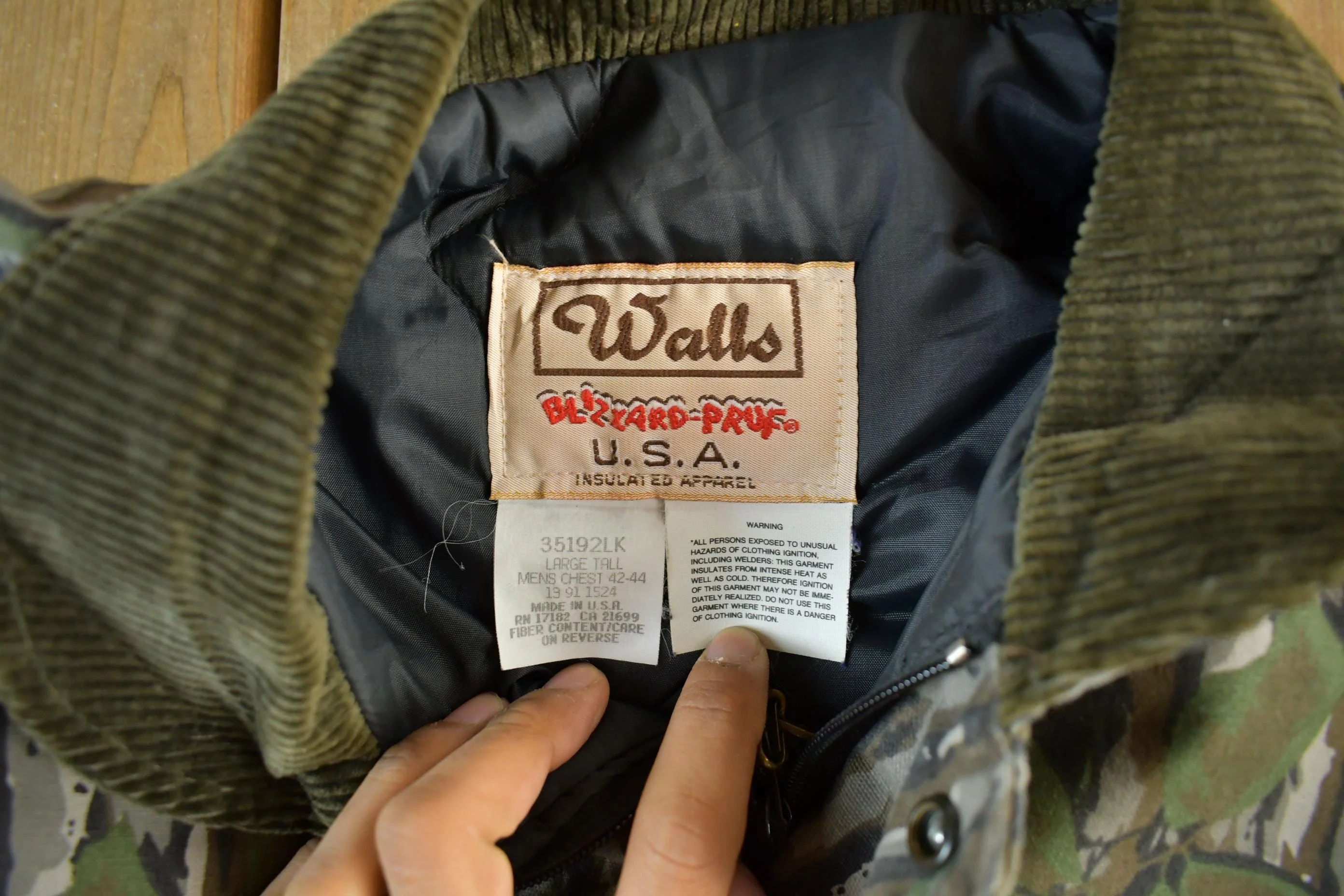 Vintage 90s Realtree Camo Jacket Walls Outdoors Blizzard Pruf Men's L Tall - Image 5