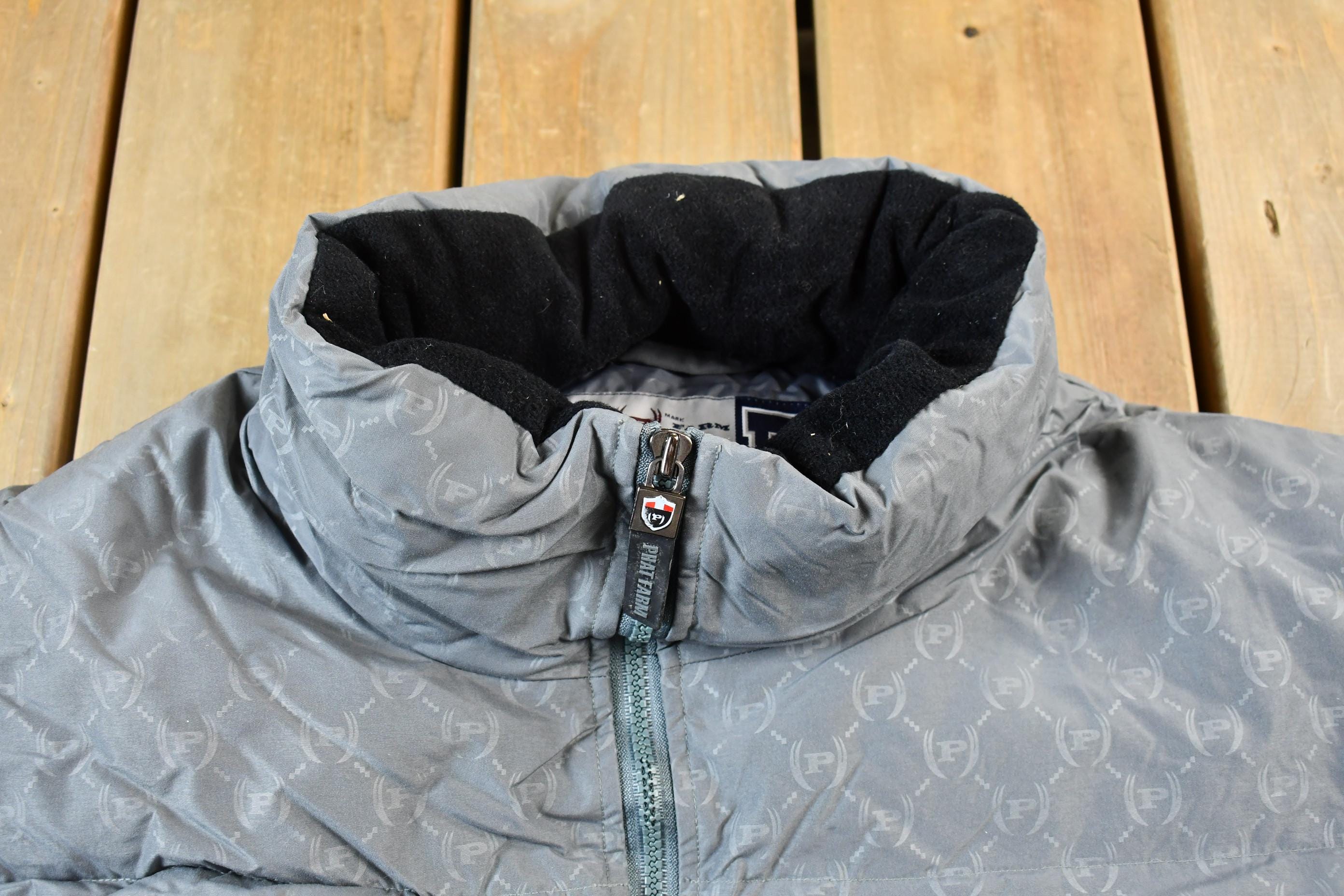 Vintage All Over Print Phat Farm Y2K Winter Puffer Jacket Men's 2XL - Image 4