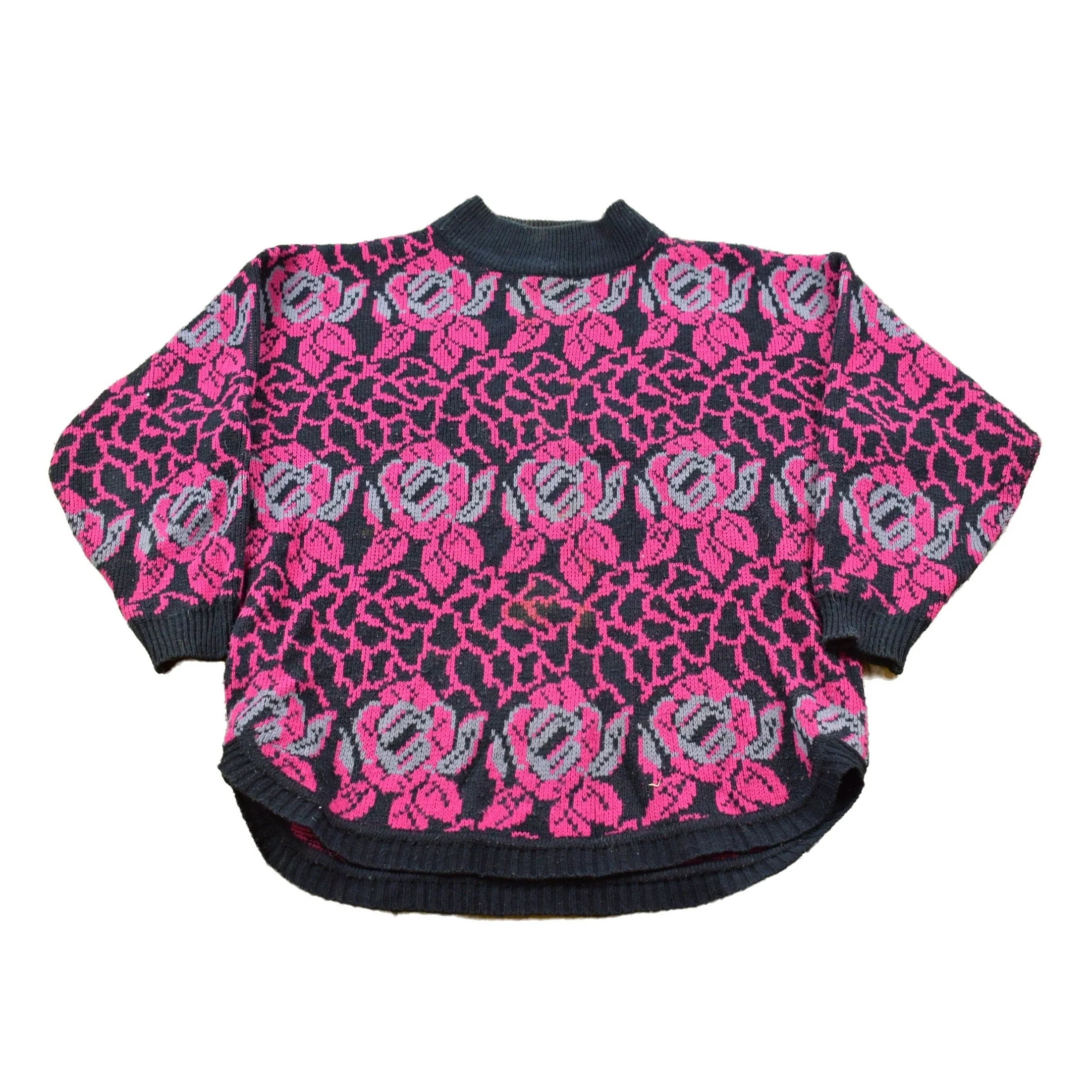 Vintage Alyssa Brooke Floral Rose Knitted Sweater Men's XL