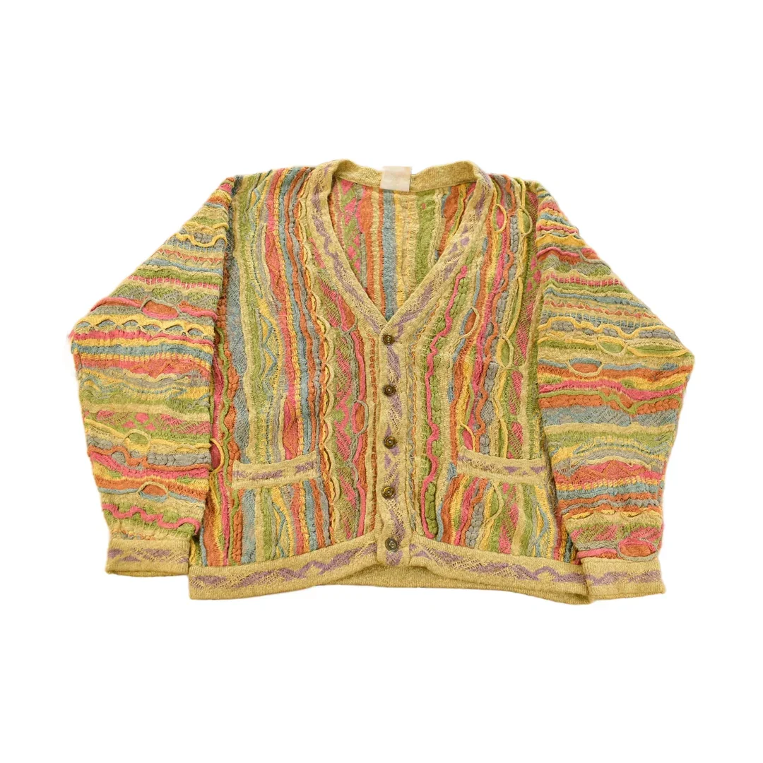 Vintage Coogi Australia 3D Cable Knit Cardigan Sweater Men's XL