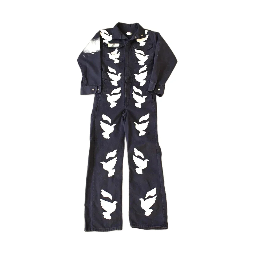 Vintage Custom Handmade Dove Peace Coveralls Jumpsuit Size 28R