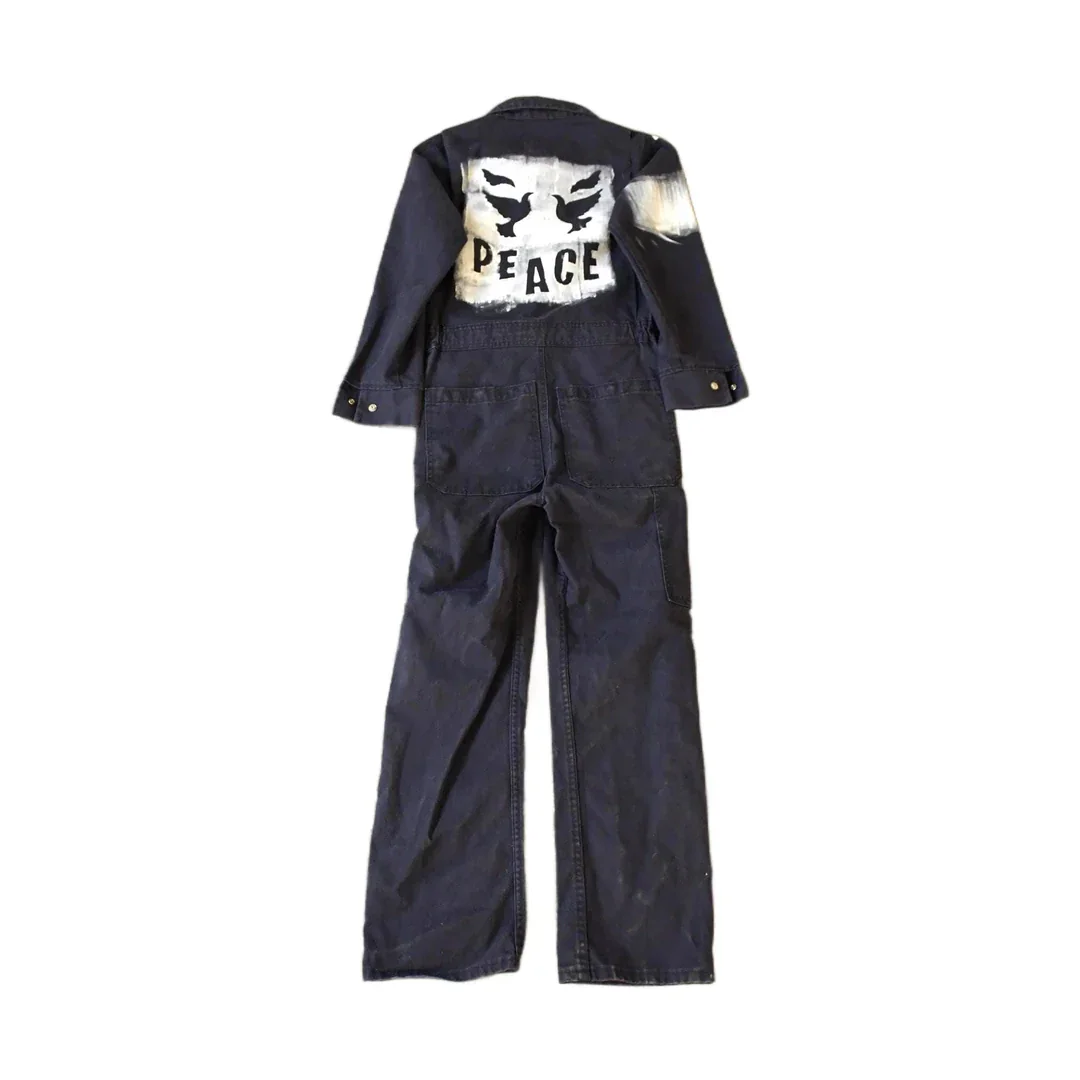 Vintage Custom Handmade Dove Peace Coveralls Jumpsuit Size 28R - Image 2