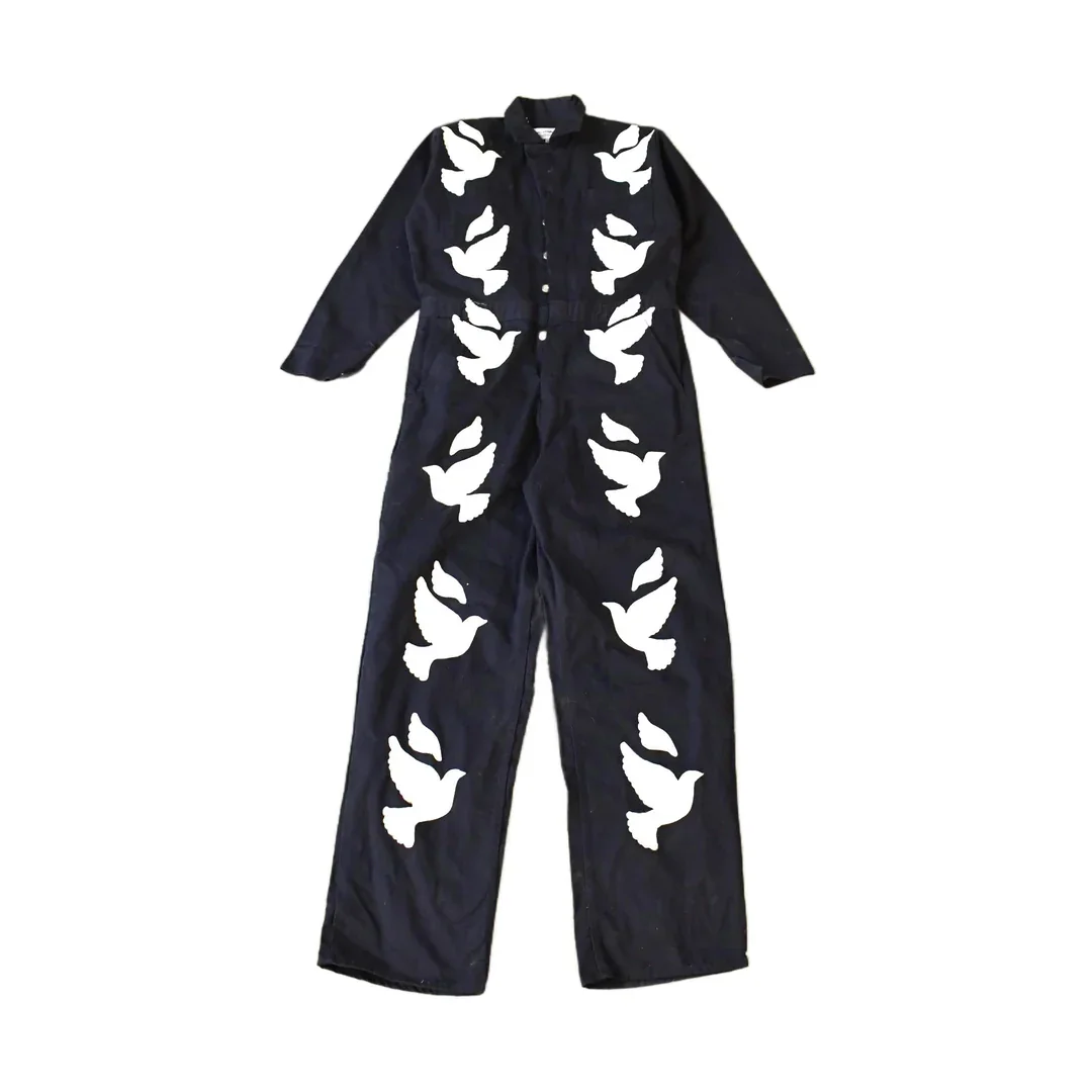 Vintage Custom Handmade Dove Peace Coveralls Jumpsuit Size 40T